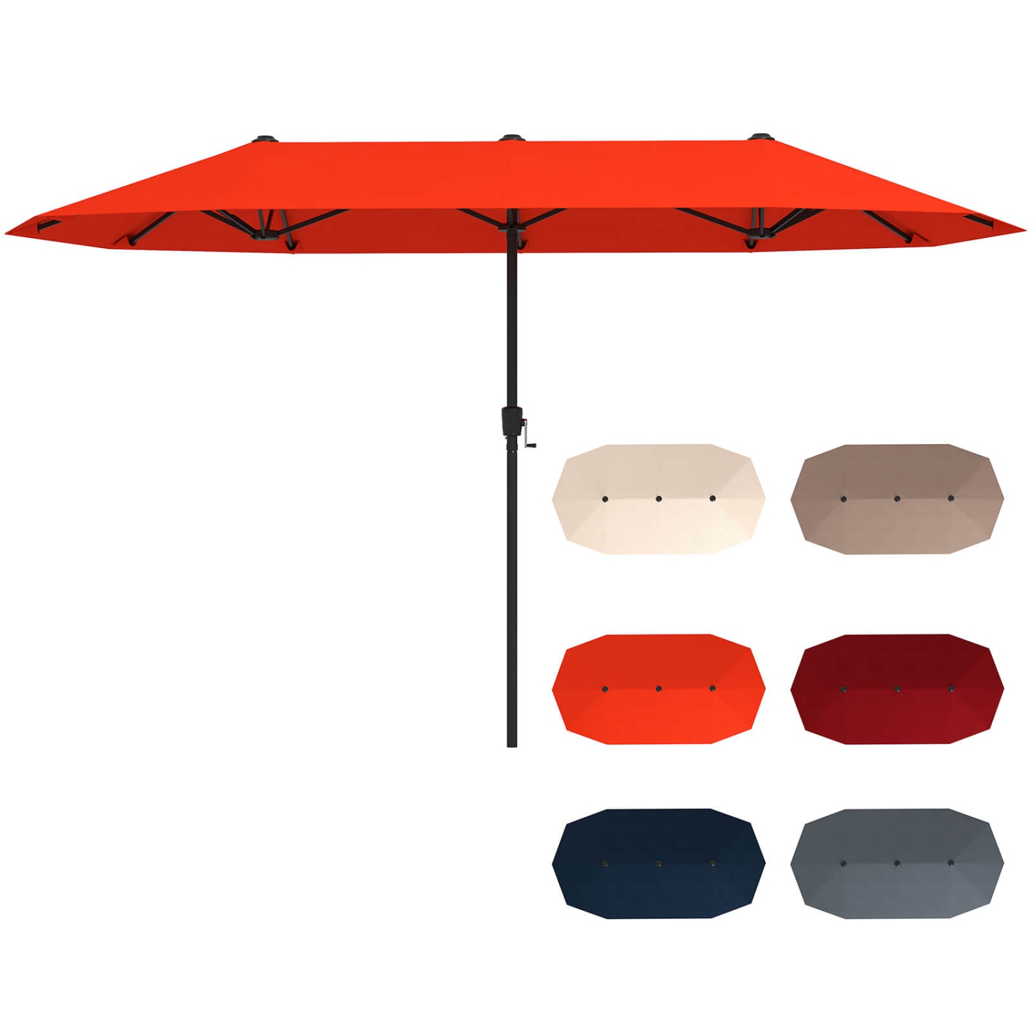 Costway 13 FT Large Patio Umbrella Outdoor Double-Sided Table Market Umbrella for Garden Beige/Brown/Gray/Navy/Orange/Wine