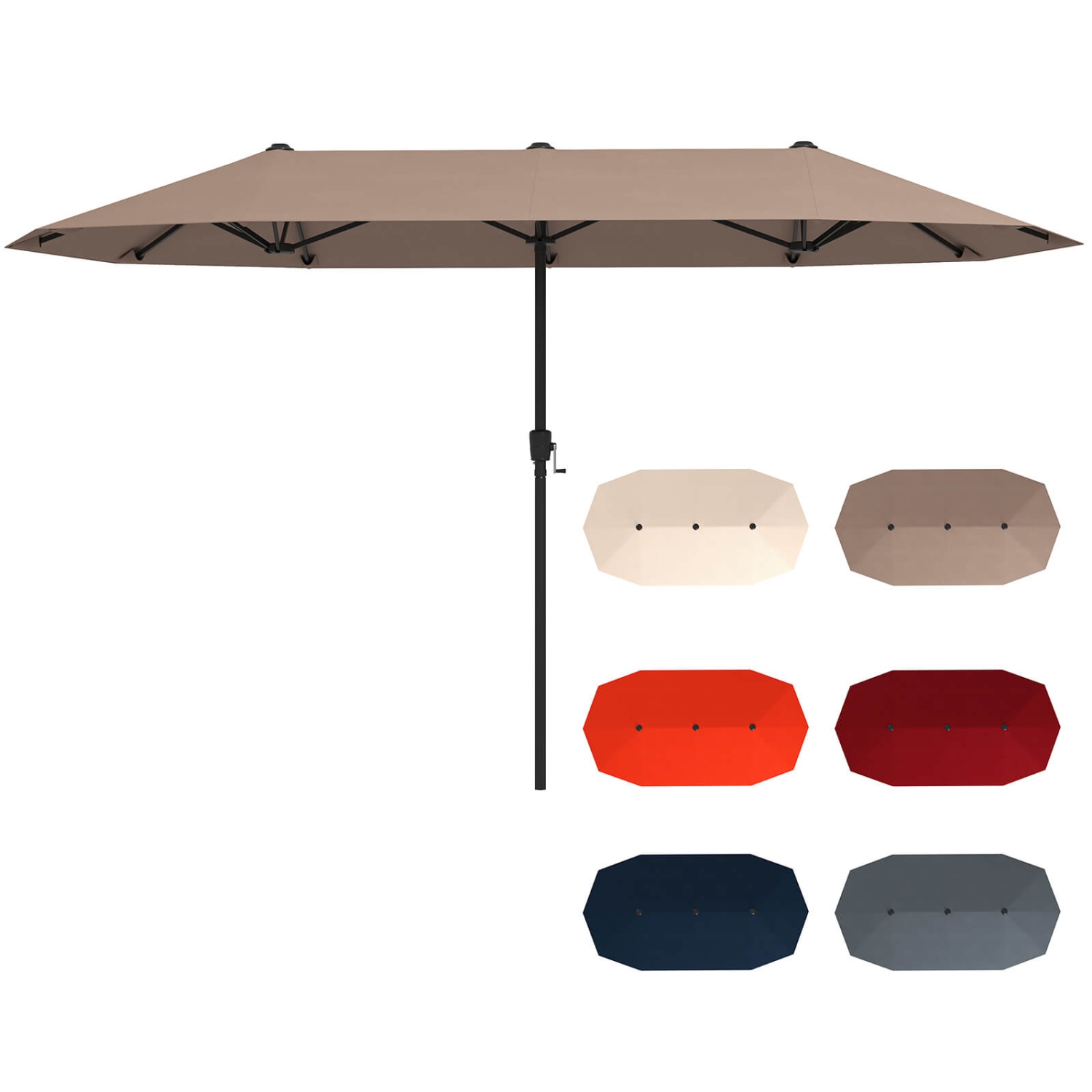 Costway 13 FT Large Patio Umbrella Outdoor Double-Sided Table Market Umbrella for Garden Beige/Brown/Gray/Navy/Orange/Wine