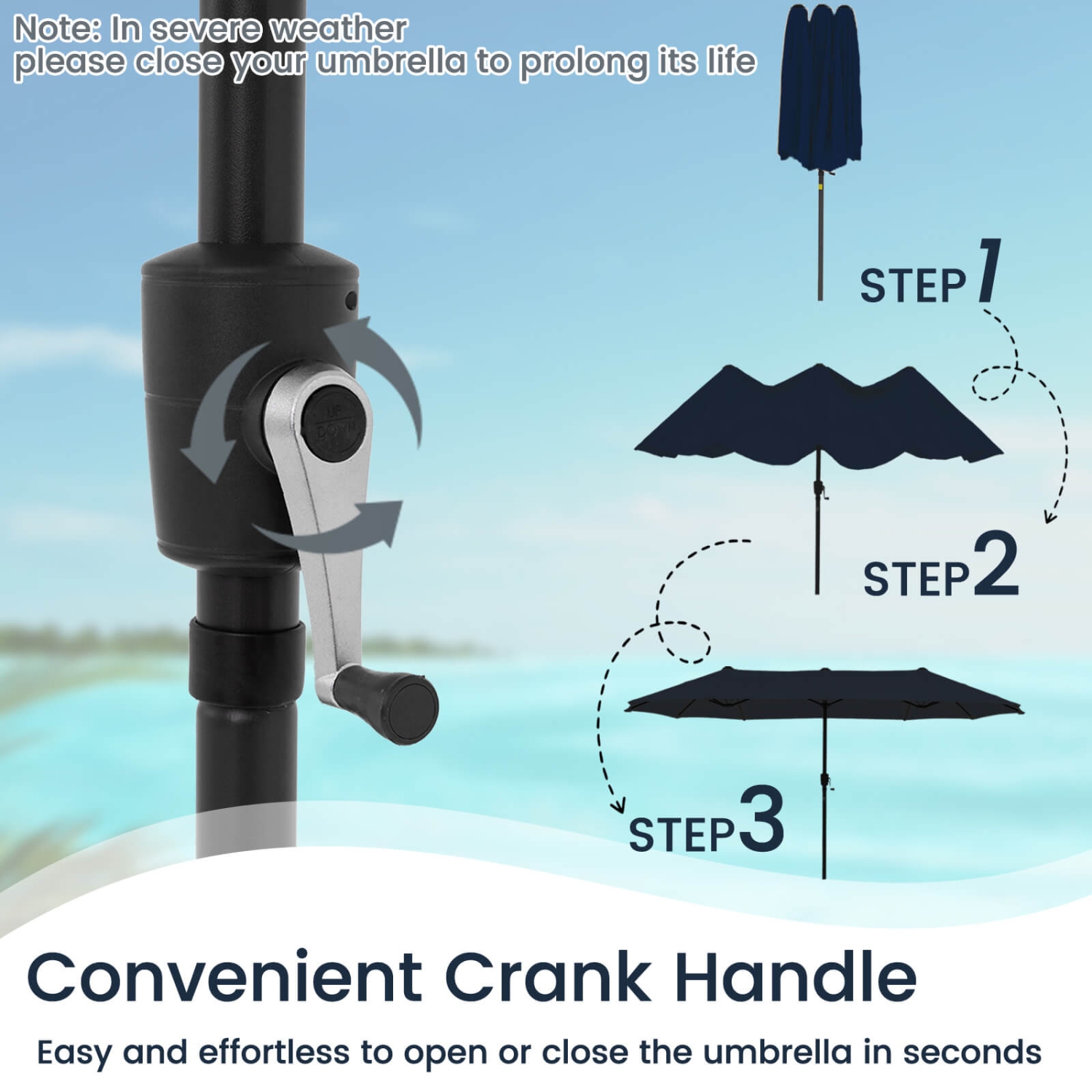 Costway 13 FT Large Patio Umbrella Outdoor Double-Sided Table Market Umbrella for Garden Beige/Brown/Gray/Navy/Orange/Wine