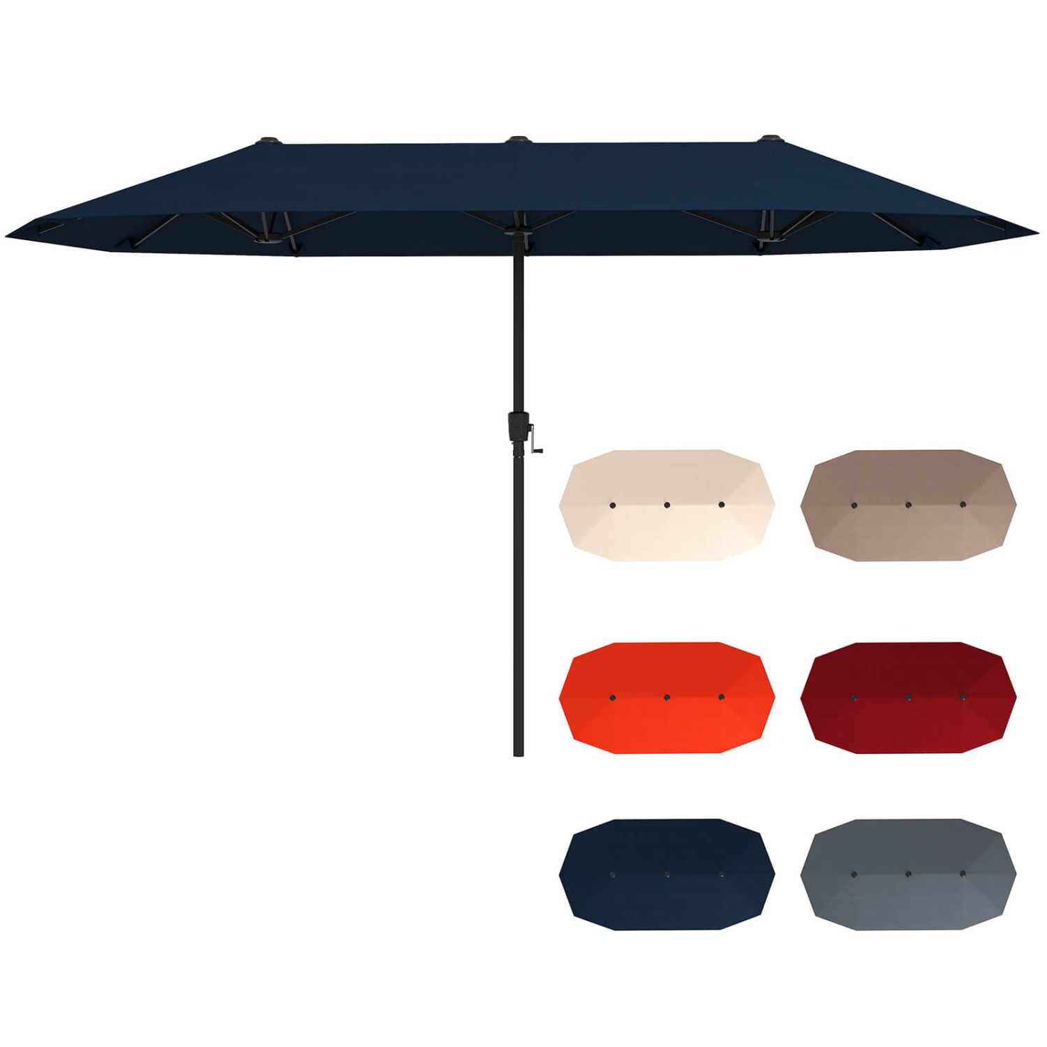 Costway 13 FT Large Patio Umbrella Outdoor Double-Sided Table Market Umbrella for Garden Beige/Brown/Gray/Navy/Orange/Wine