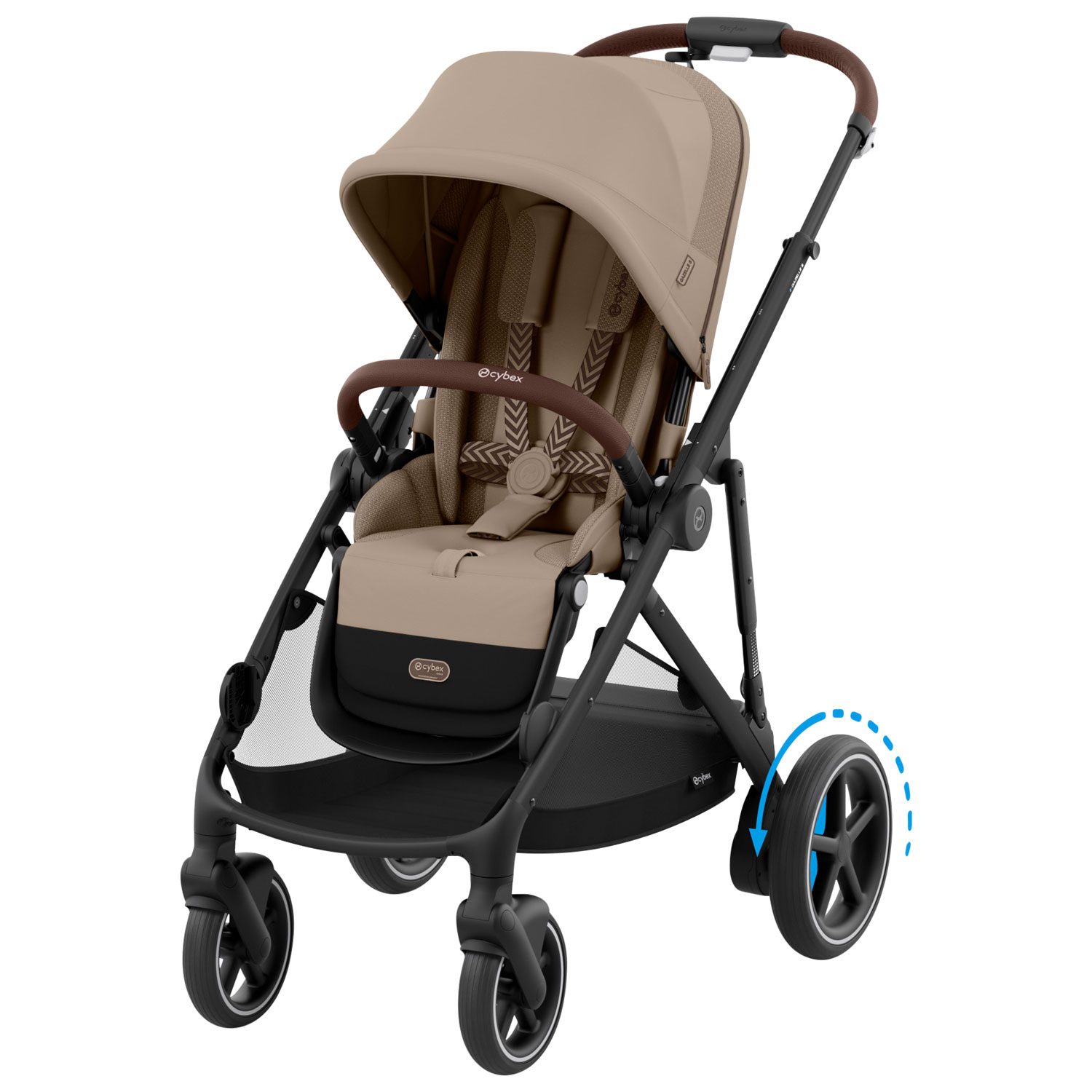 Cybex e-Gazelle S Convertible Full-Size Stroller - Almond Beige/Black