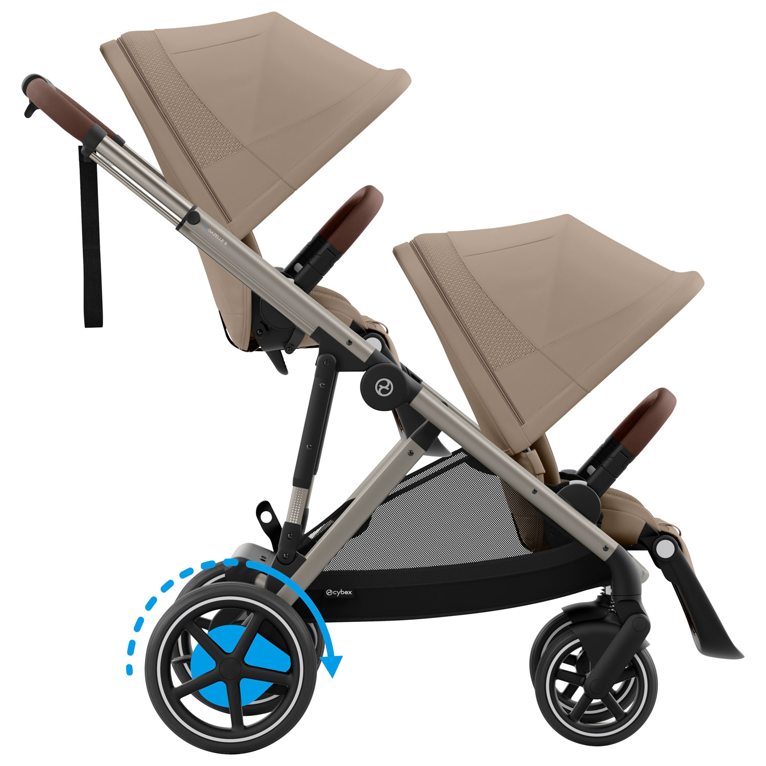 Cybex e-Gazelle S Convertible Full-Size Stroller - Almond Beige/Black