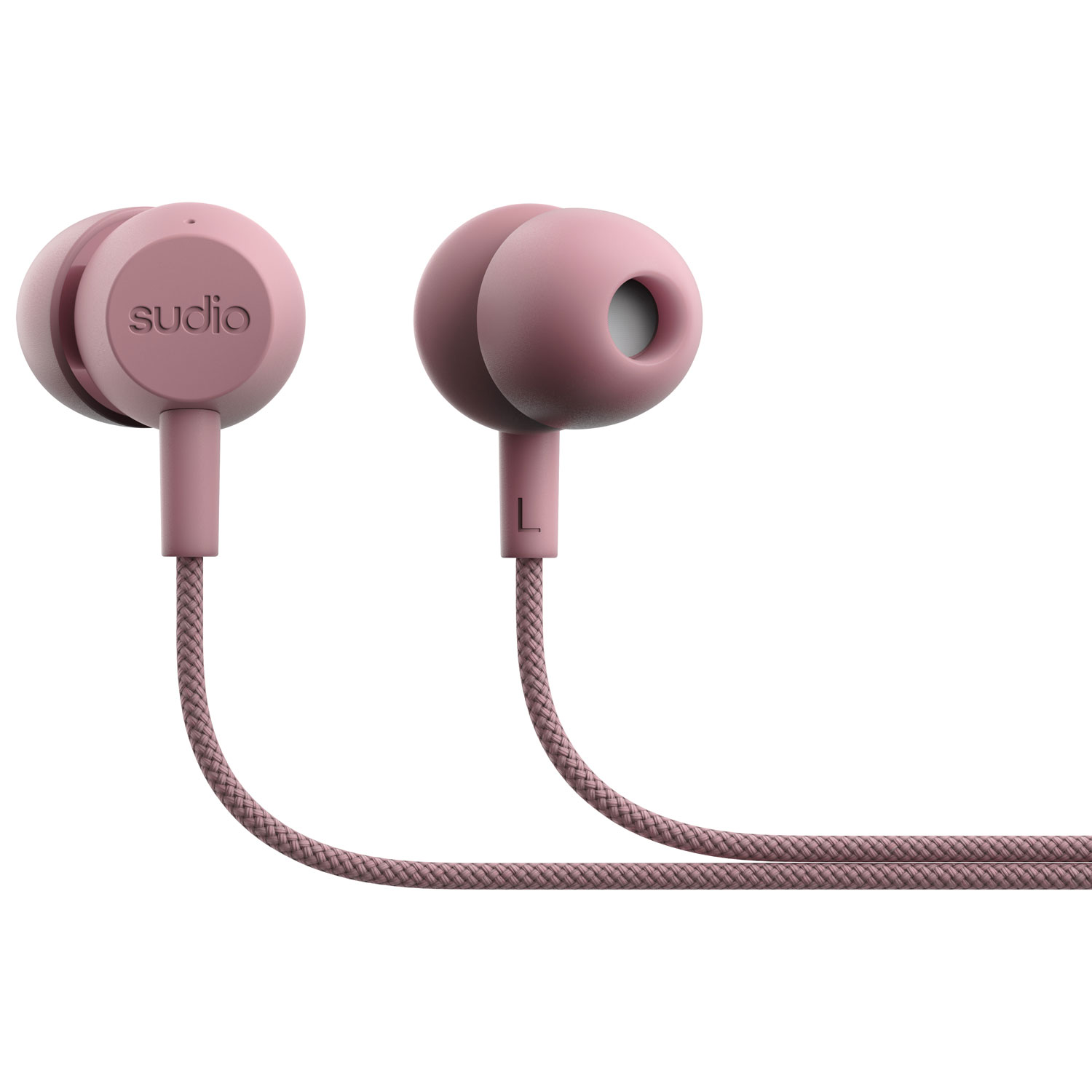 Écouteurs boutons avec fil essentiels V3 de Sudio Audio - Rose