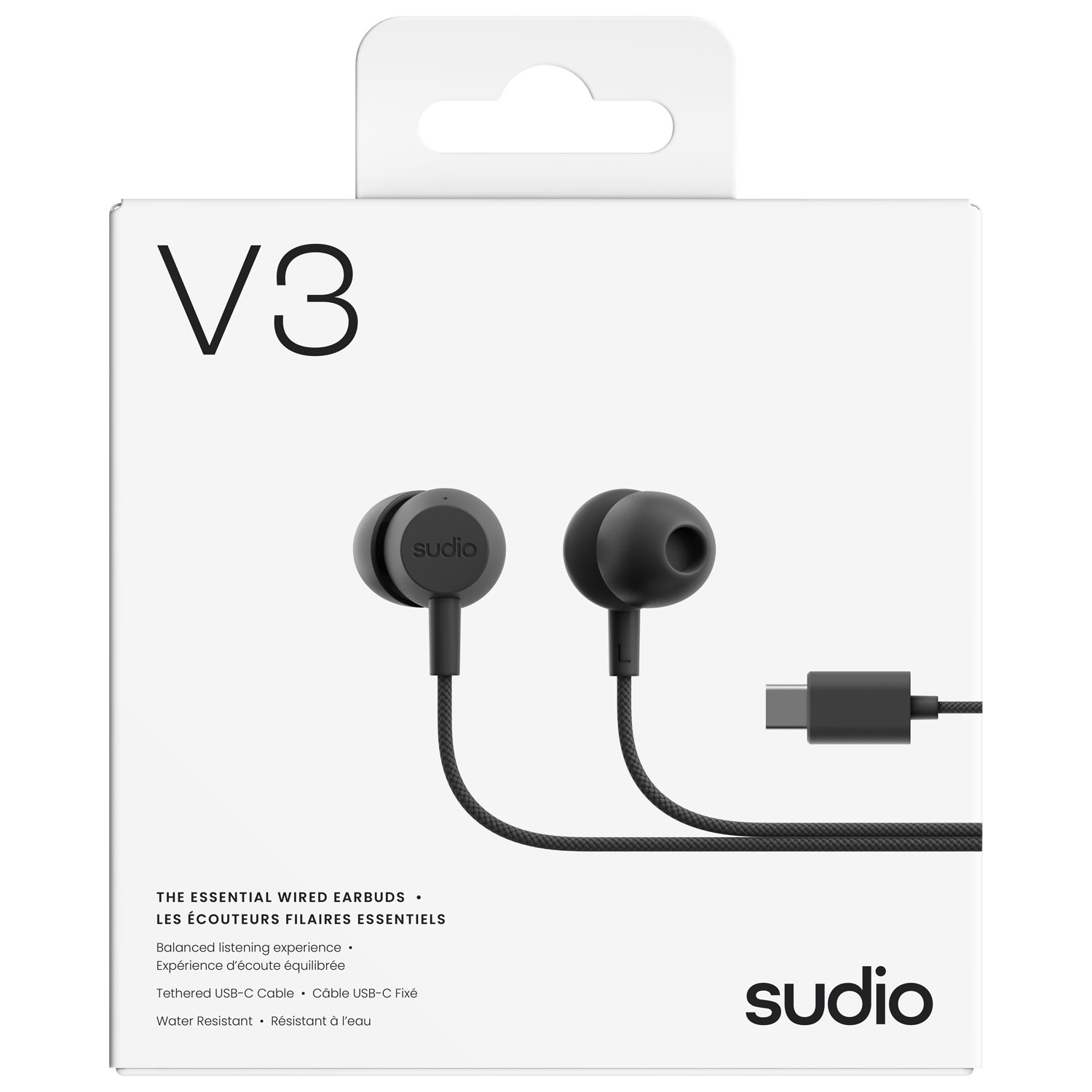 Sudio Audio V3 In-Ear Essential Wired Earbuds - Black