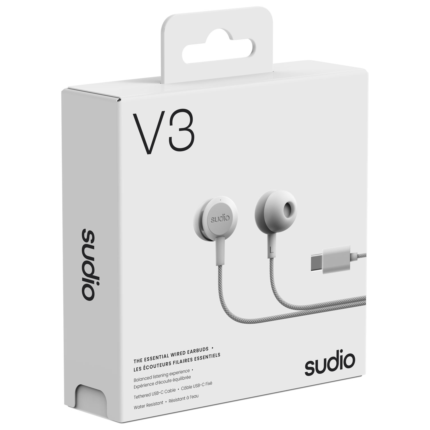 Écouteurs boutons avec fil essentiels V3 de Sudio Audio - Blanc