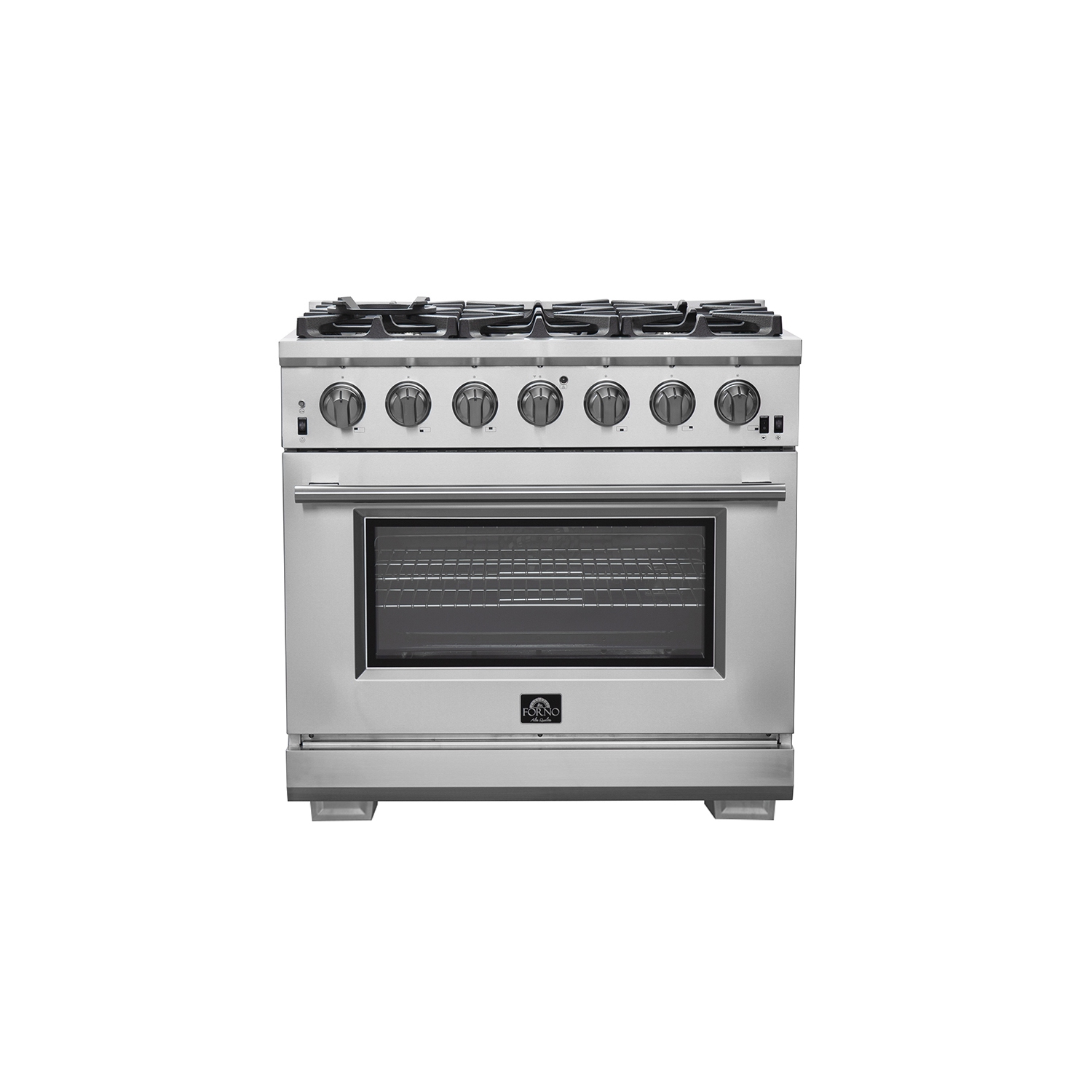 Ensemble de cuisine Forno Premium 2 pièces - Cuisinière en acier inoxydable Capriasca 36&nbsp;po, réfrigérateur côte à côte en acier inoxydable Forno