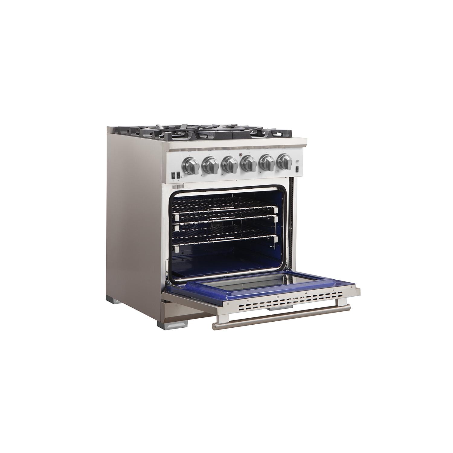 FORNO Premium 2-Piece Kitchen Bundle - Capriasca 30" Stainless Steel Range, Forno Gallipoli 30" French Door Refrigerator with Bottom Freezer 17.5 cu.