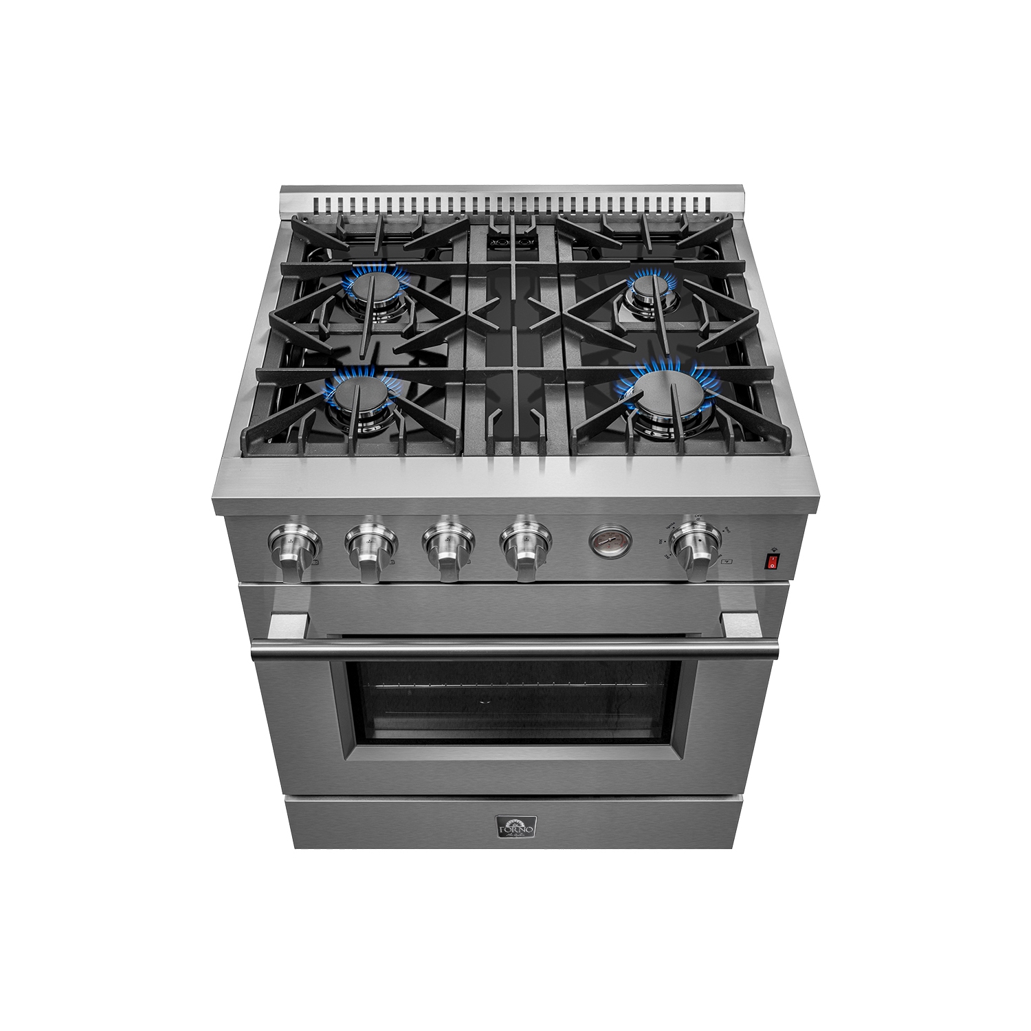 FORNO Premium 2-Piece Kitchen Bundle – Marco 30" Gas Range, Gallipoli 30" French Door Refrigerator with Bottom Freezer.