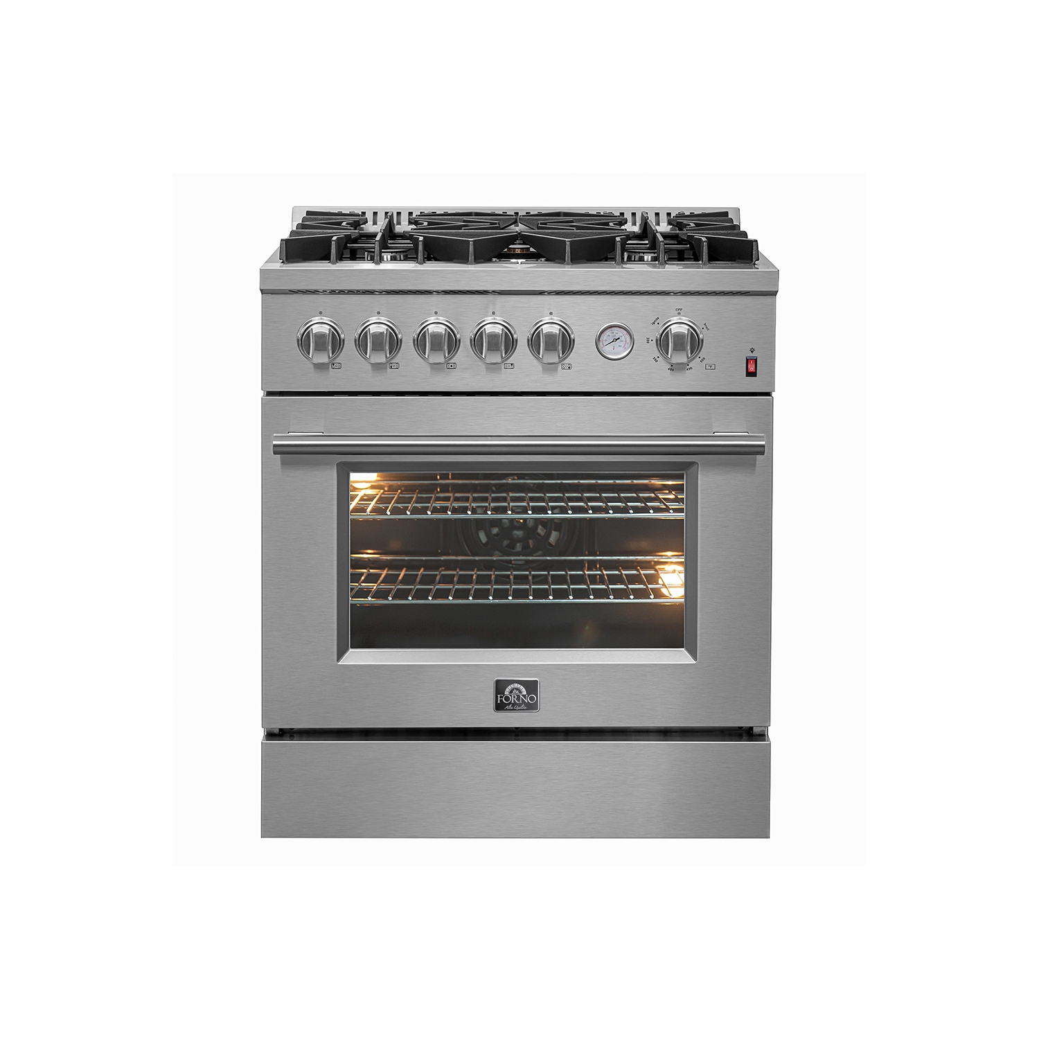 Ensemble de cuisine Forno Premium 2 pièces – Cuisinière au gaz de 30 po de Giovanni, réfrigérateur à deux portes de 30 po Gallipoli à