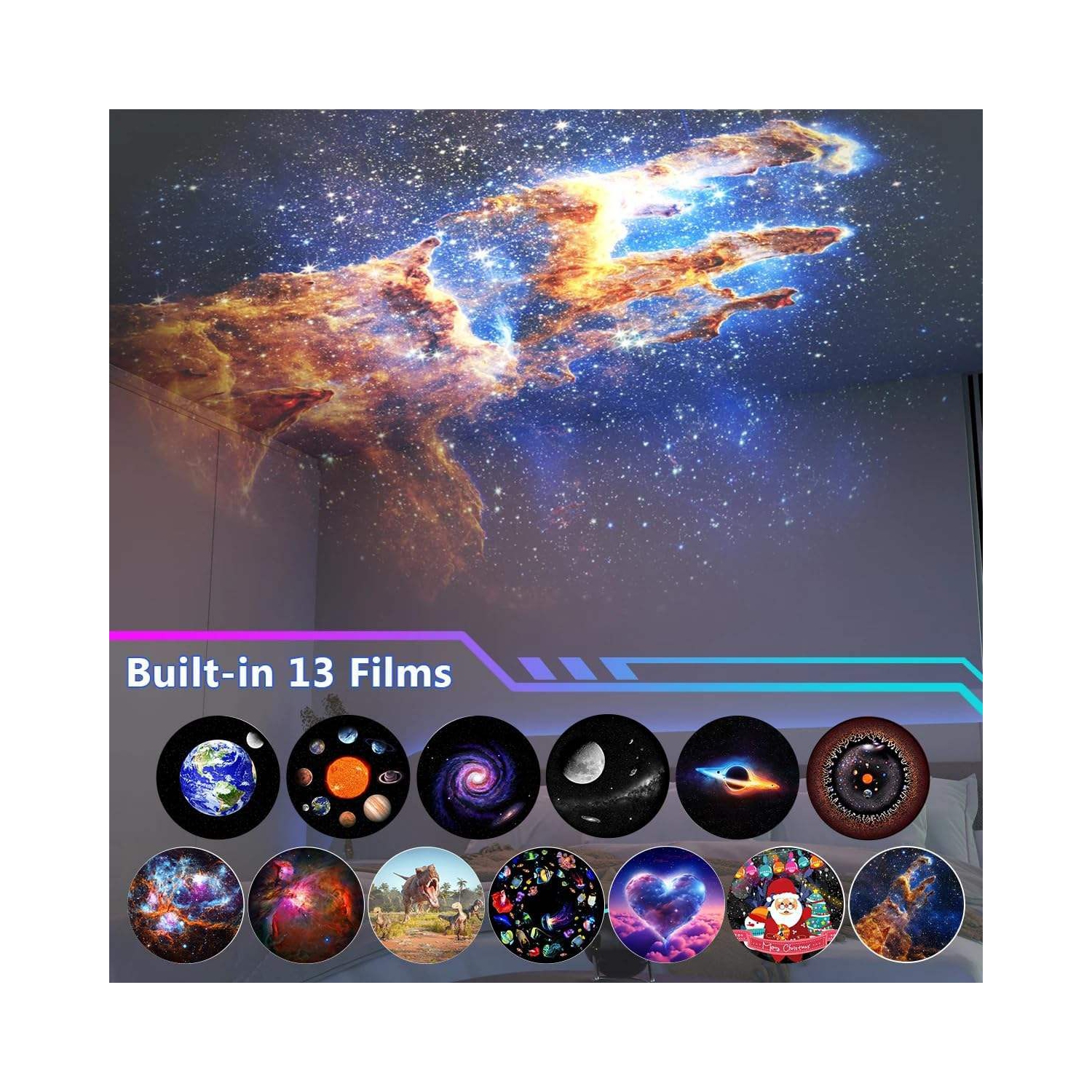 13 in 1 Rotatable Realistic Galaxy Star Projector Light HD Starry Sky Night Lamp for Adults Kid