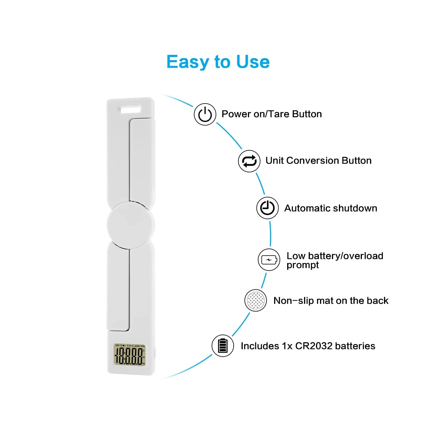 Compact Folding Digital Kitchen Scale, Highly Accurate Portable Food Scale