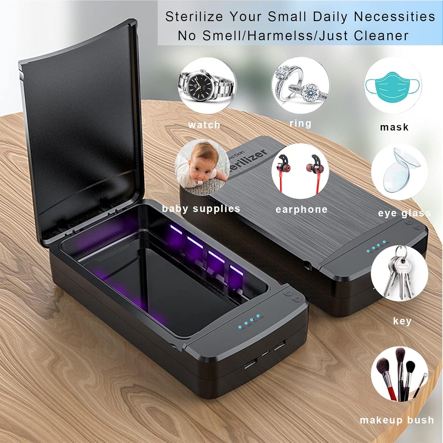 Nettoyant pour ongle avec lumière bleue, outil à ongles USB portatif Boîte de nettoyage pour salon de