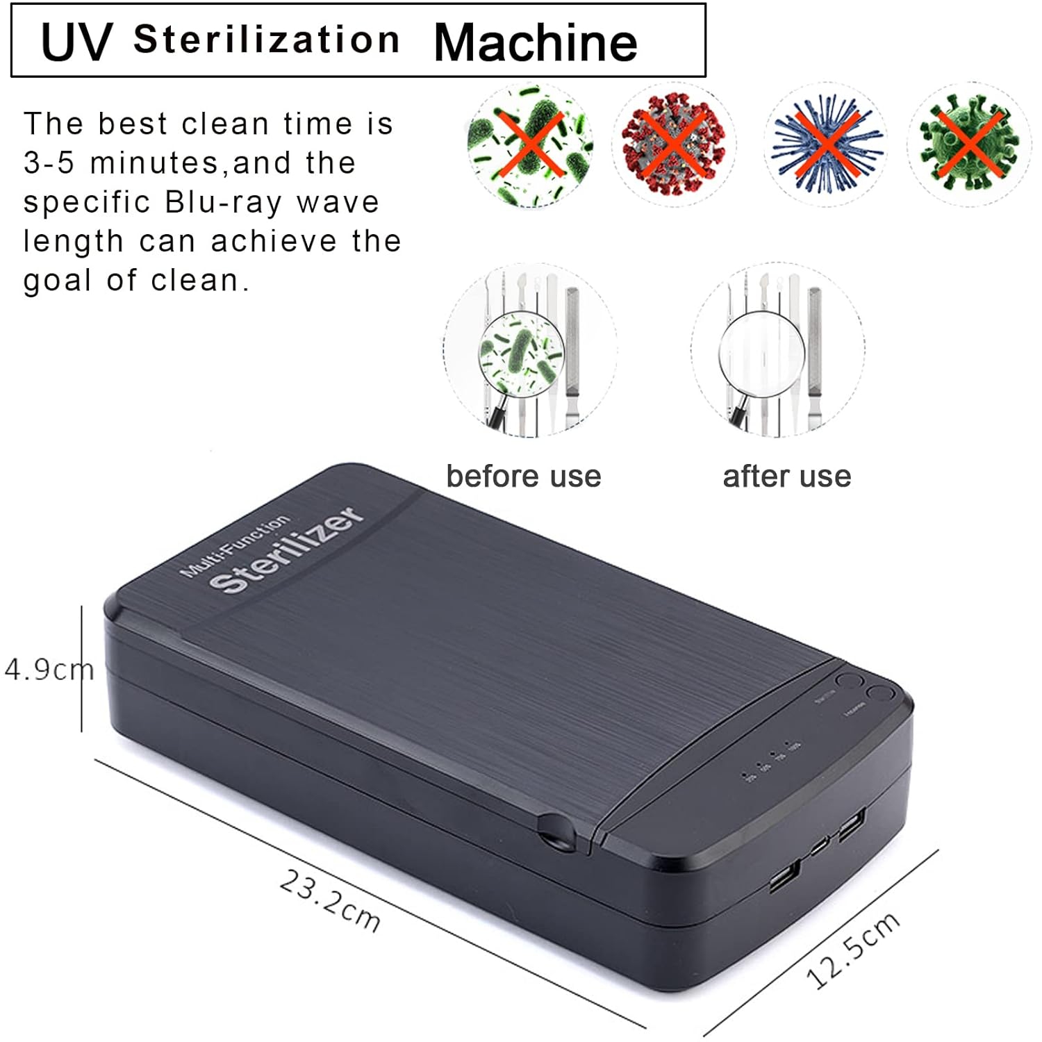 Nettoyant pour ongle avec lumière bleue, outil à ongles USB portatif Boîte de nettoyage pour salon de