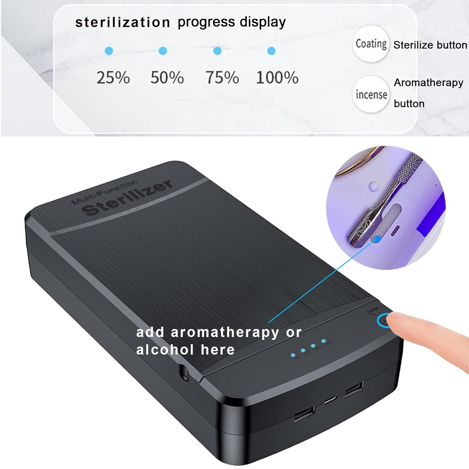 Nettoyant pour ongle avec lumière bleue, outil à ongles USB portatif Boîte de nettoyage pour salon de