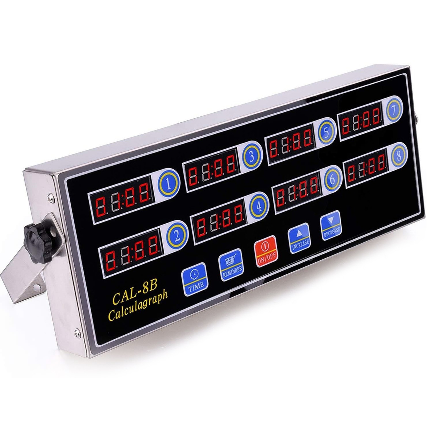 8 Channel Digital Kitchen Timer Stainless Steel LED Display Calculagraph Timer, Cooking Timer Reminder, Commercial Burger Bakery Restaurant Clock
