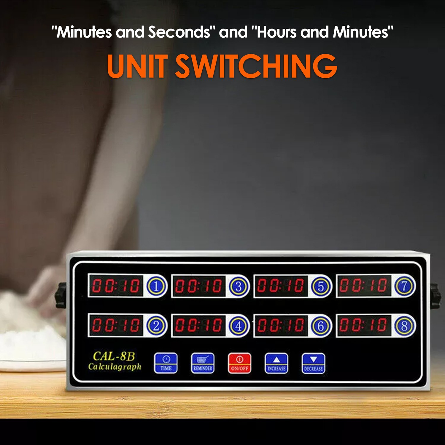 8 Channel Digital Kitchen Timer Stainless Steel LED Display Calculagraph Timer, Cooking Timer Reminder, Commercial Burger Bakery Restaurant Clock