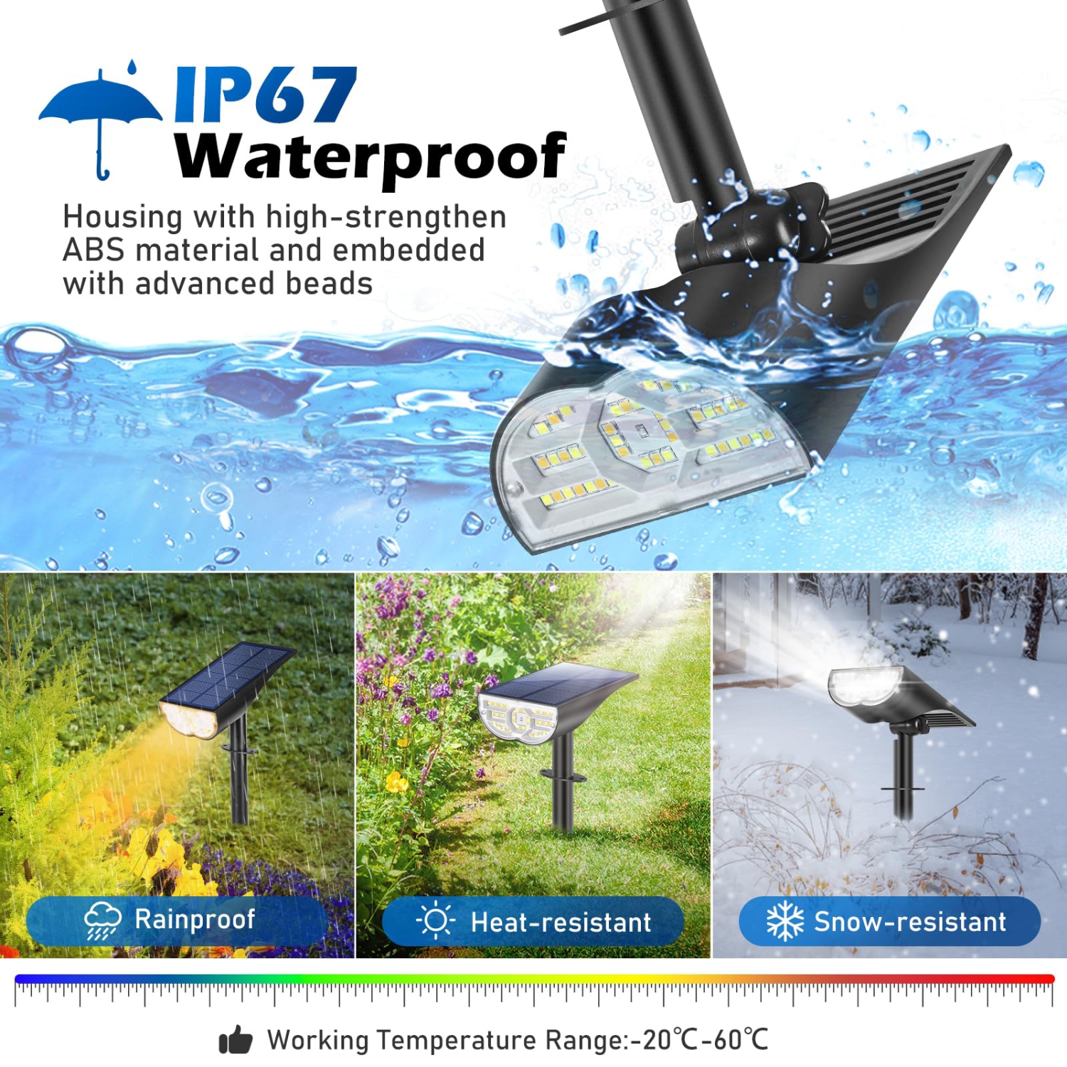 4 Packs Solar Lights Outdoor, 5 Working Modes Solar Powered Spotlights for Yard, Waterproof Outside Solar Landscape Lights