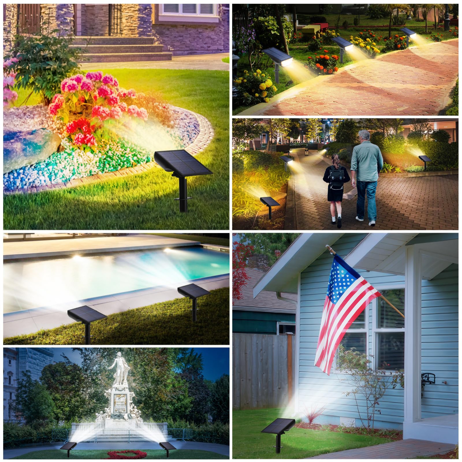 4 Packs Solar Lights Outdoor, 5 Working Modes Solar Powered Spotlights for Yard, Waterproof Outside Solar Landscape Lights