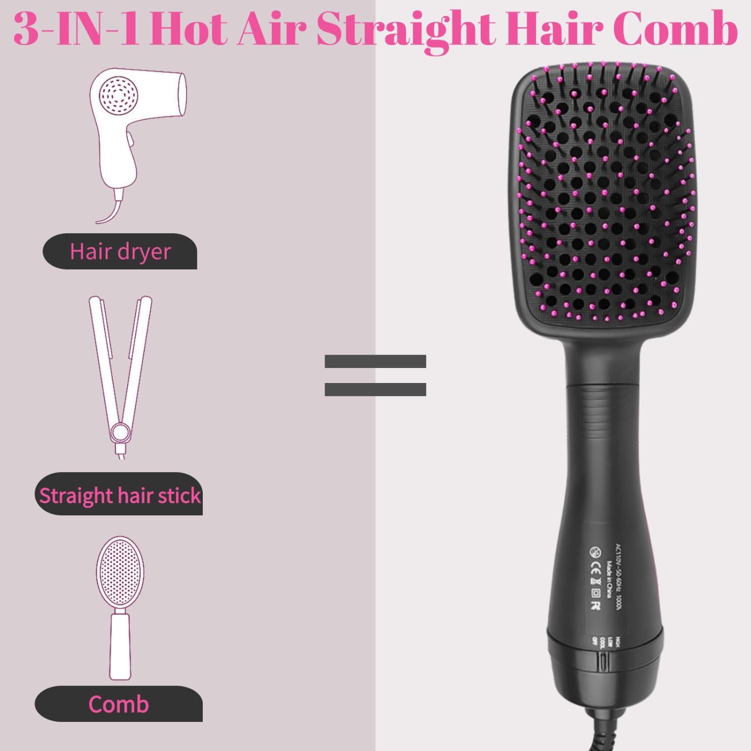 Hair Dryer Brush Blow Dryer Brush in One, 3 in 1 One Step Hair Dryer and Styler Hair Dryer Straightener Hot Air Brush Hair Styling Tool