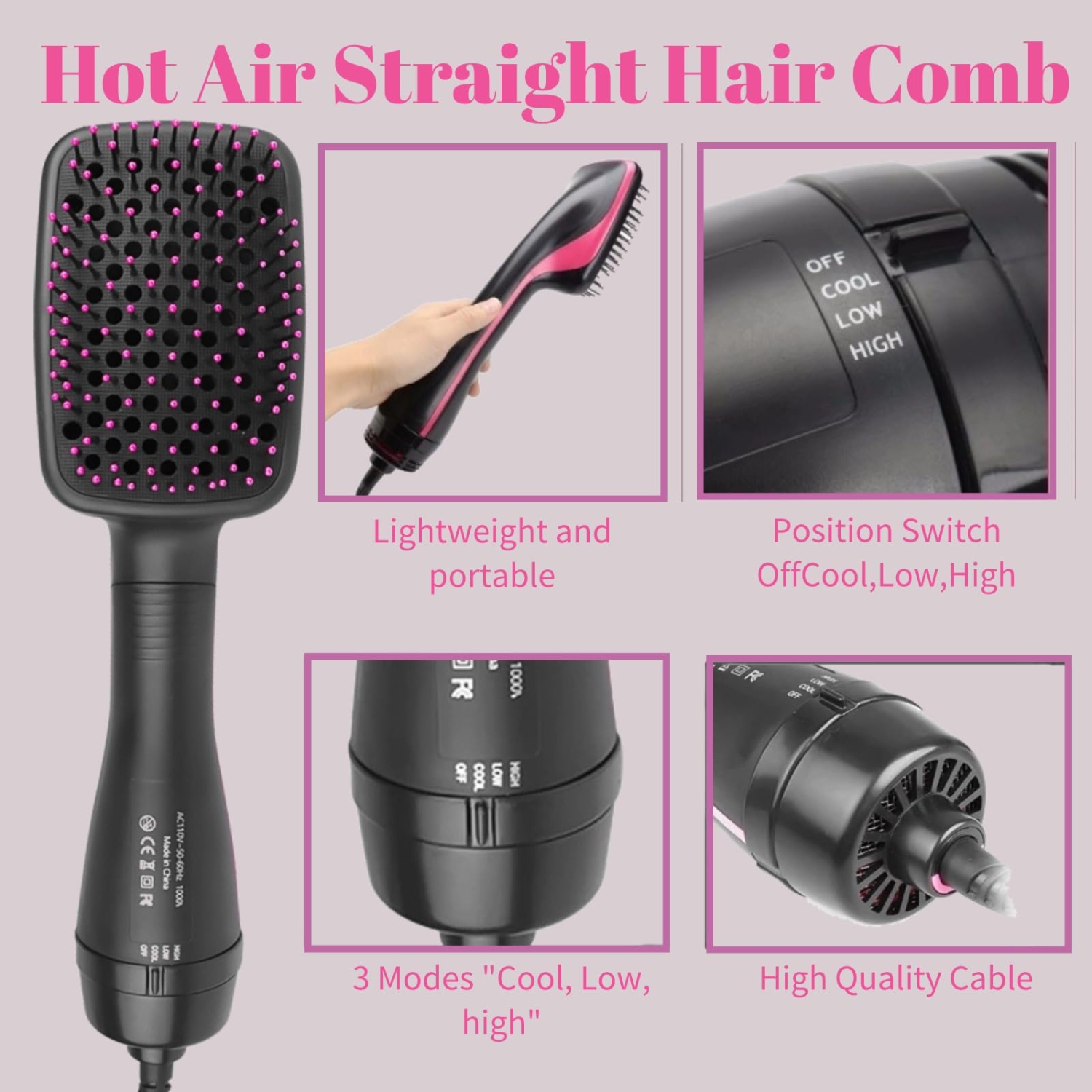Hair Dryer Brush Blow Dryer Brush in One, 3 in 1 One Step Hair Dryer and Styler Hair Dryer Straightener Hot Air Brush Hair Styling Tool
