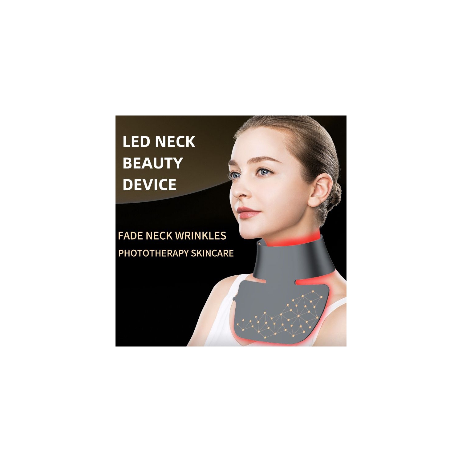 Neck Rejuvenating Mask,Red Infrared Light Therapy Neck Mask,Red Light Therapy Neck Mask for Anti-Aging,LED Light Mask for Neck