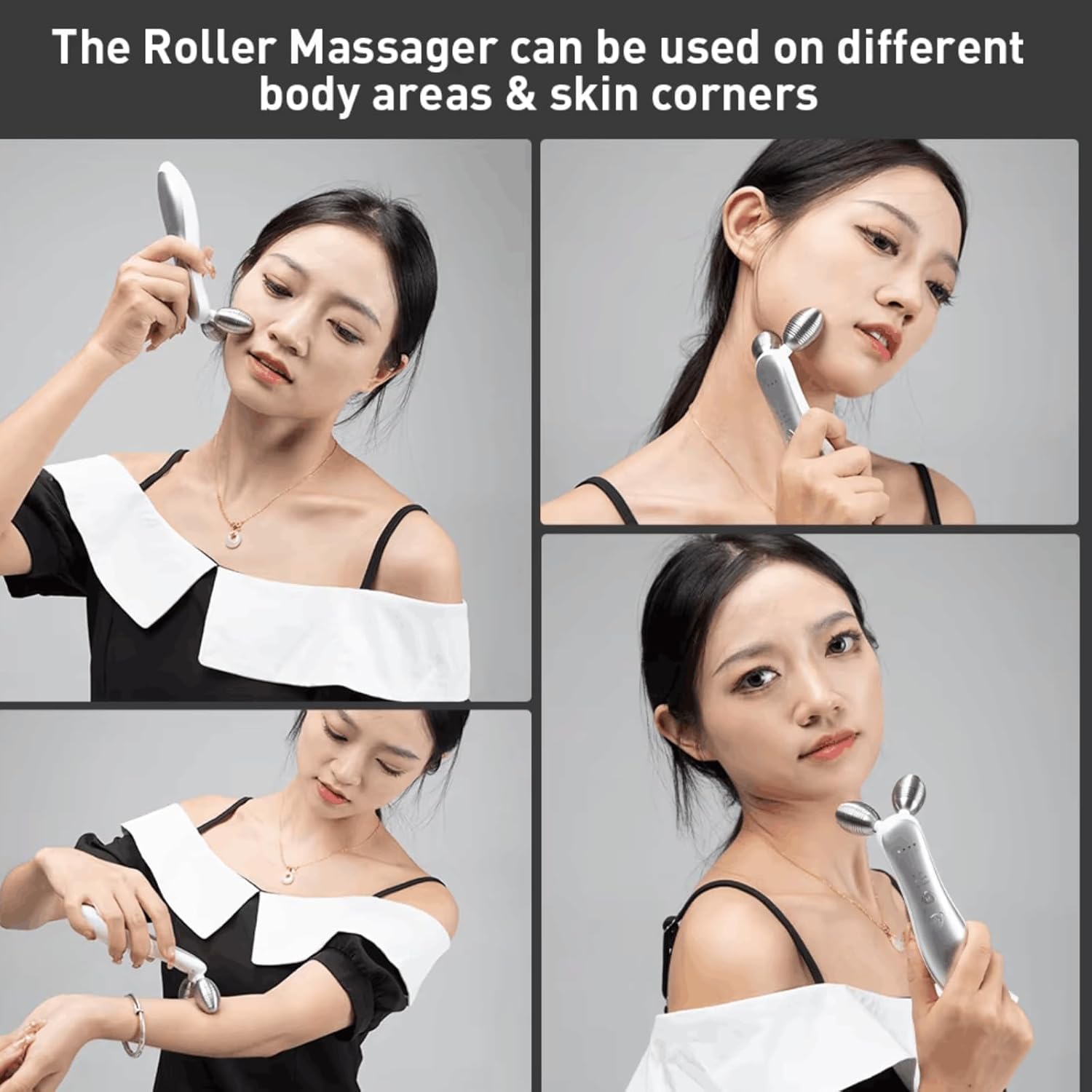 Electric EMS Microcurrent Beauty Introducer Facial Firming Lifting Roller Double Ball V Face Slimming Massager
