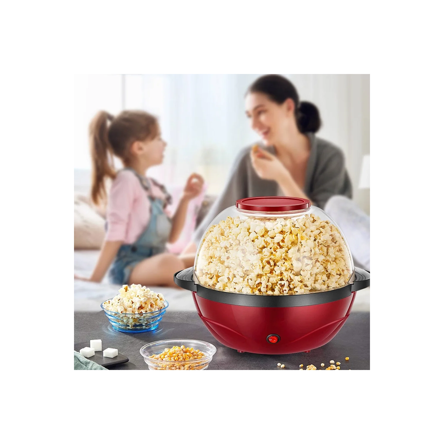Machine à maïs soufflé, machine à maïs soufflé de 3,8 pintes, plaque antiadhésive, agitateur électrique avec technologie Quick-Heat, poignées Cool
