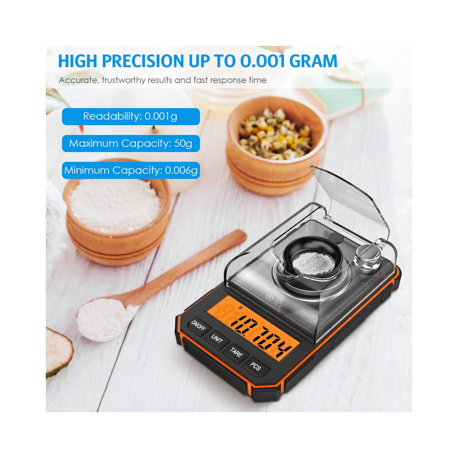 Balance numérique Milligram, mini pèse-personne portatif de 50&nbsp;g, graduation précise de 0,001&nbsp;g, pèse-personne professionnel de poche avec