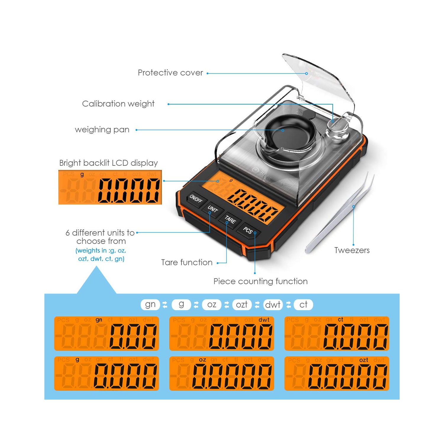 Balance numérique Milligram, mini pèse-personne portatif de 50&nbsp;g, graduation précise de 0,001&nbsp;g, pèse-personne professionnel de poche avec
