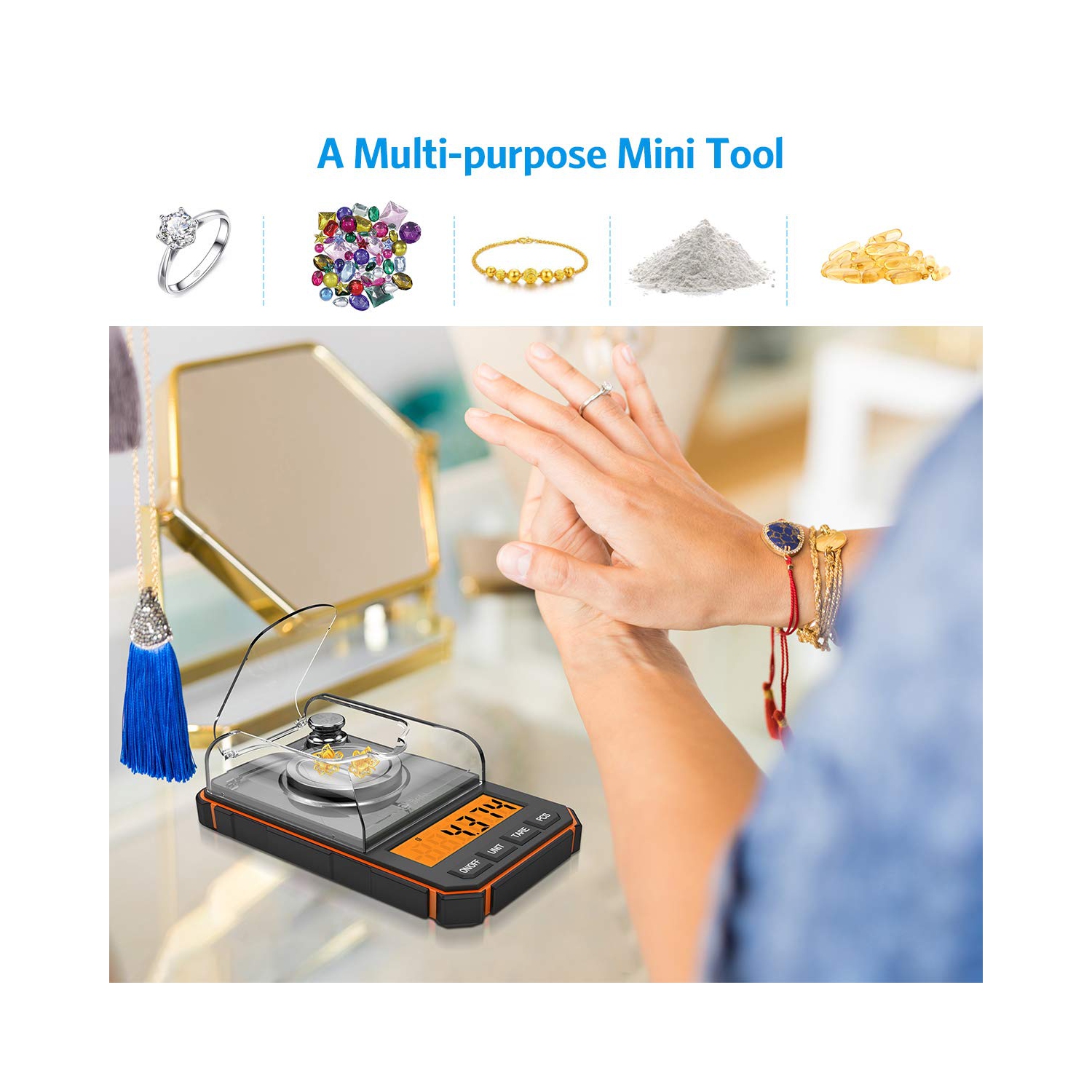 Balance numérique Milligram, mini pèse-personne portatif de 50&nbsp;g, graduation précise de 0,001&nbsp;g, pèse-personne professionnel de poche avec