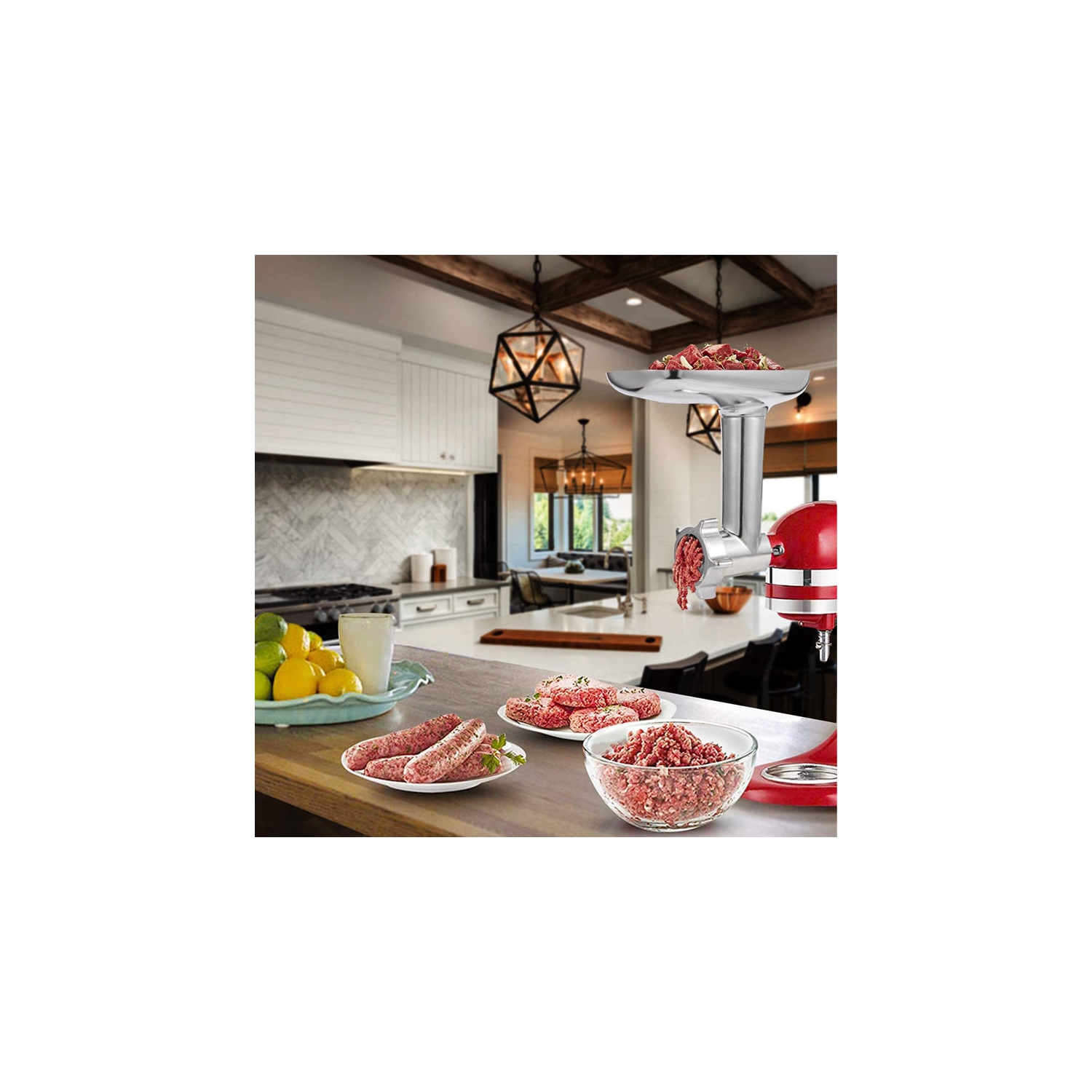 Metal Meat Grinder Attachment for KitchenAid Stand Mixer,Sausage Stuffer Attachment