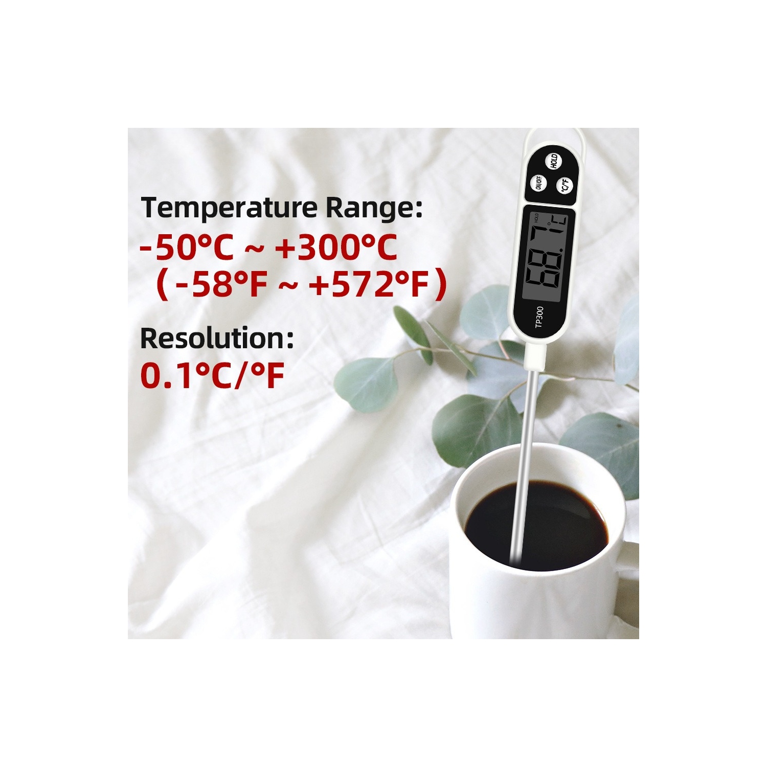 2 pcs Digital Instant Read Meat Thermometer, Kitchen Cooking Food Candy Thermometer for Oil Deep Fry BBQ Grill Smoker Thermometer