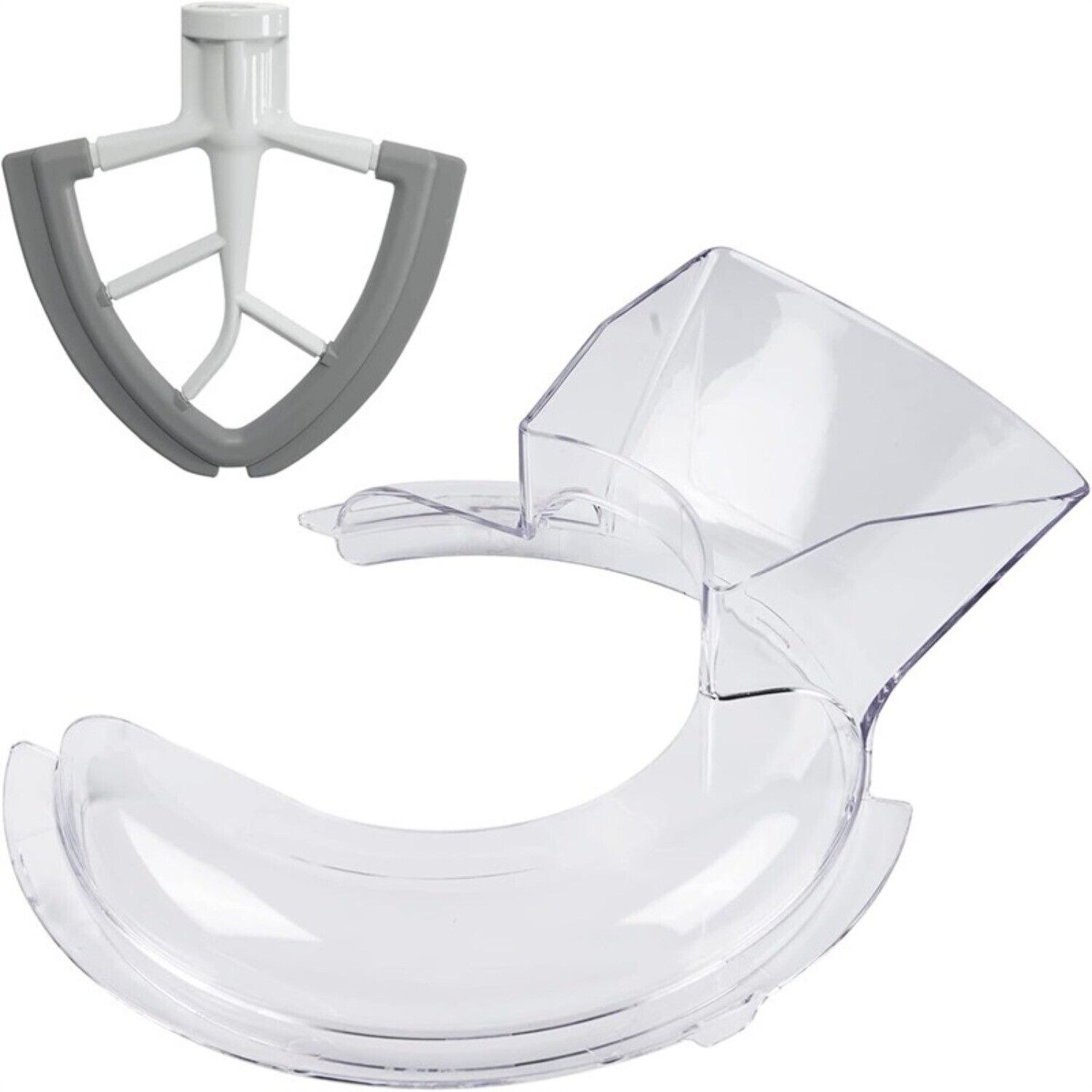 Pouring Shield and Flex Edge Beater for KitchenAid 4.5 and 5 Quart Tilt-Head Stand Mixers Stainless Steel Bowls ONLY, Secure Fit Splatter Guard