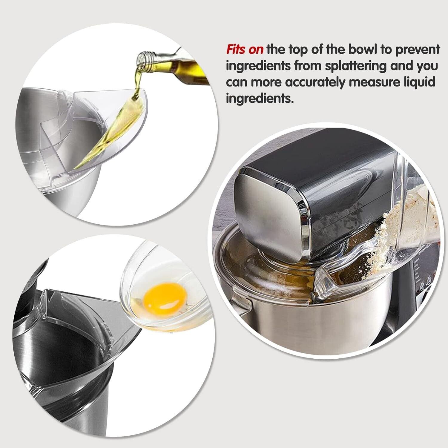 Pouring Shield and Flex Edge Beater for KitchenAid 4.5 and 5 Quart Tilt-Head Stand Mixers Stainless Steel Bowls ONLY, Secure Fit Splatter Guard