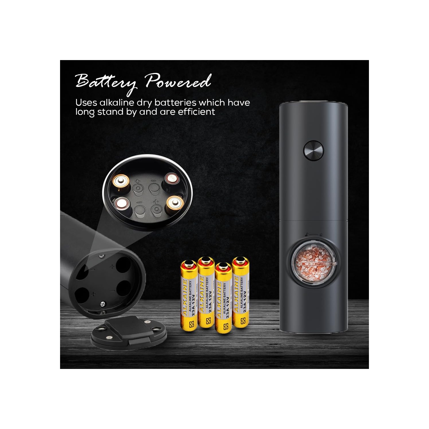 Electric Salt and Pepper Grinder Set of 2 Automatic Salt Pepper Mill Grinder with Adjustable Coarseness Battery Powered Spice Shakers