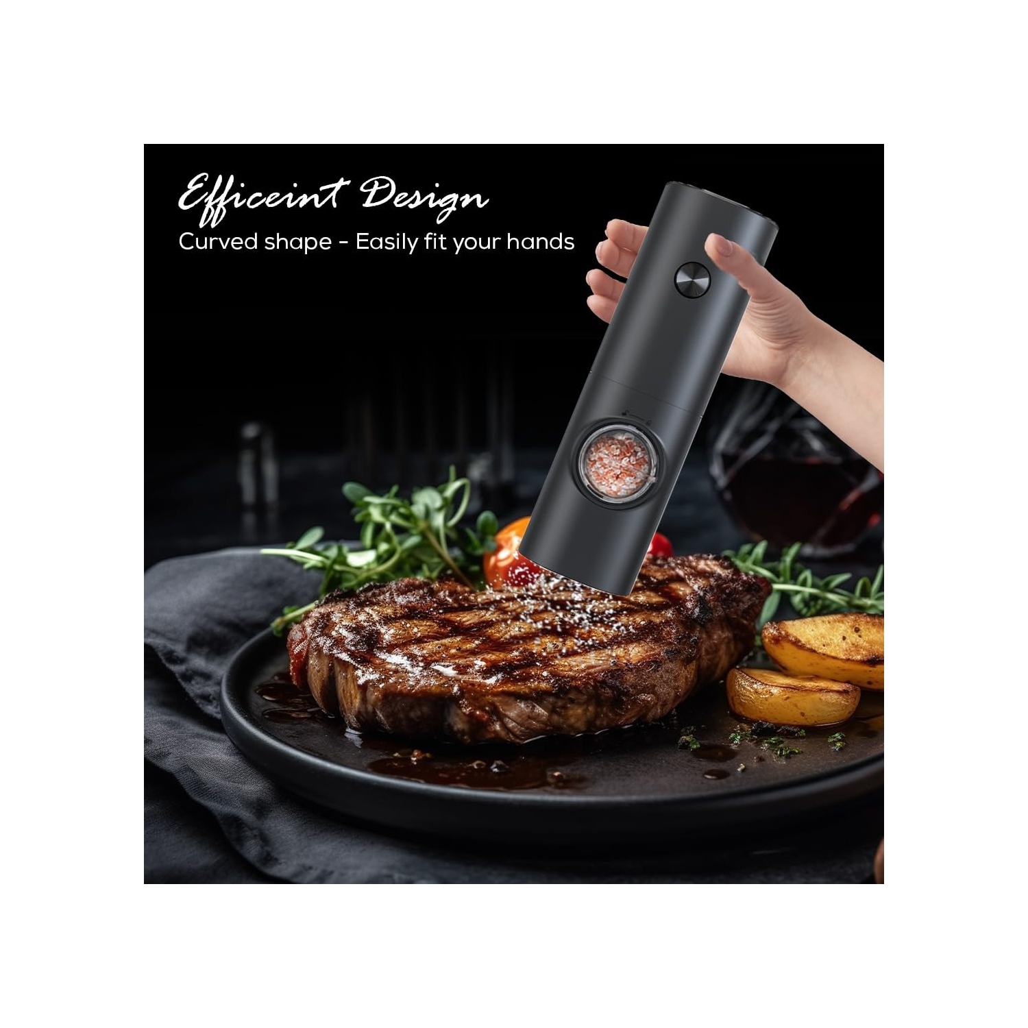 Electric Salt and Pepper Grinder Set of 2 Automatic Salt Pepper Mill Grinder with Adjustable Coarseness Battery Powered Spice Shakers