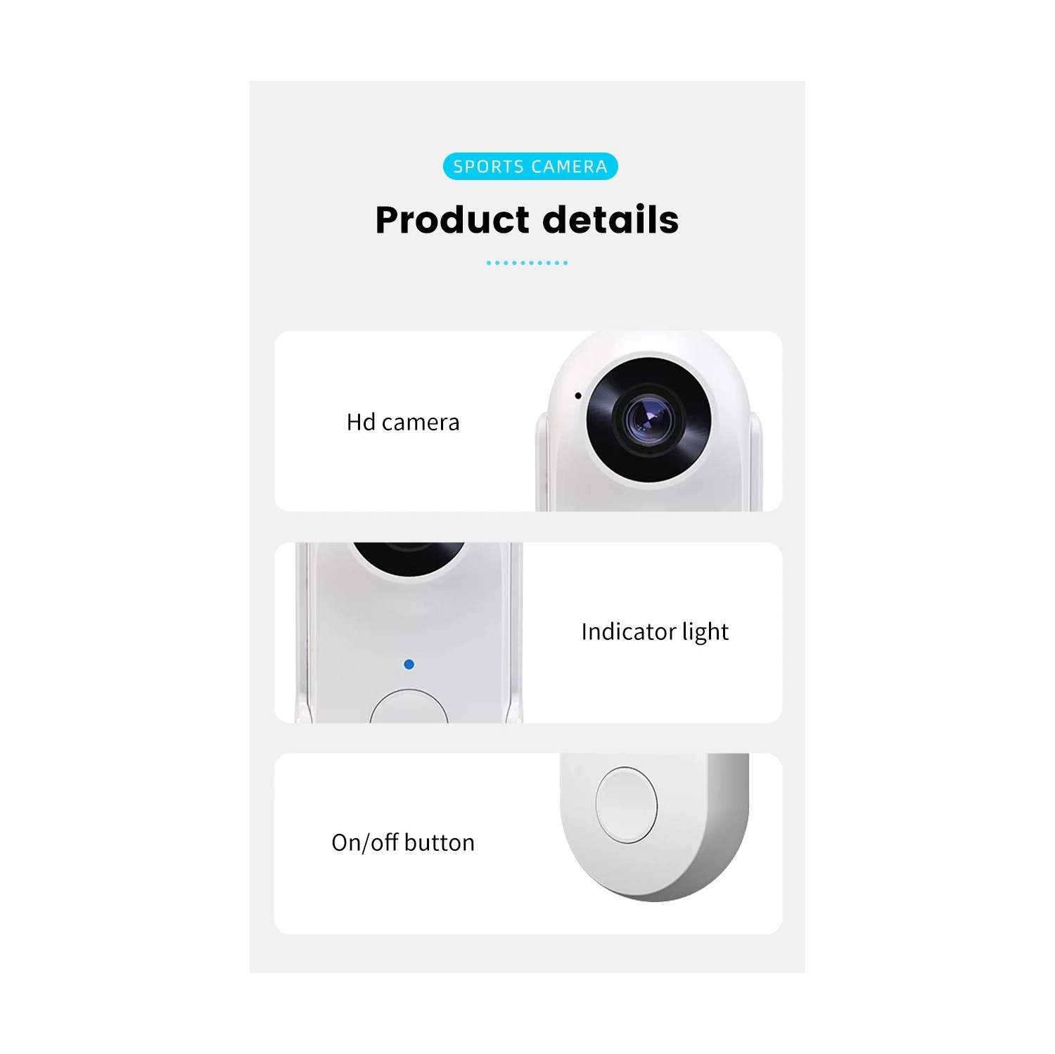 1080P Thumb Camera Sports DV Pet Mobile Cycling Pocket Enregistreur Sports Cam Driving Recorder - Blanc