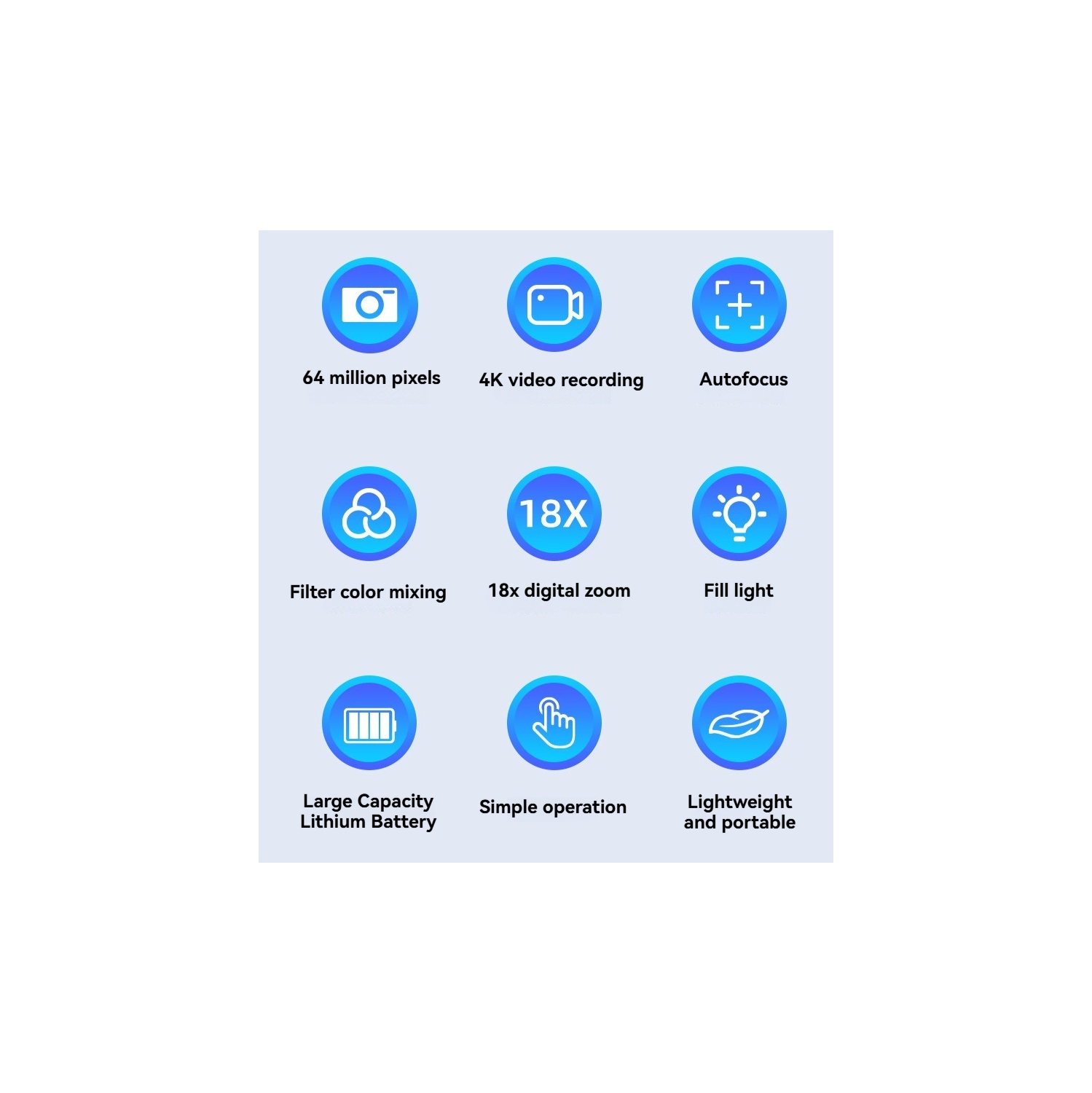 FC001 48 Mpx mini appareil photo numérique reflex numérique portatif écran IPS 2,8 pouces 4K fonction d'enregistrement CMOS - Carte mémoire 64G