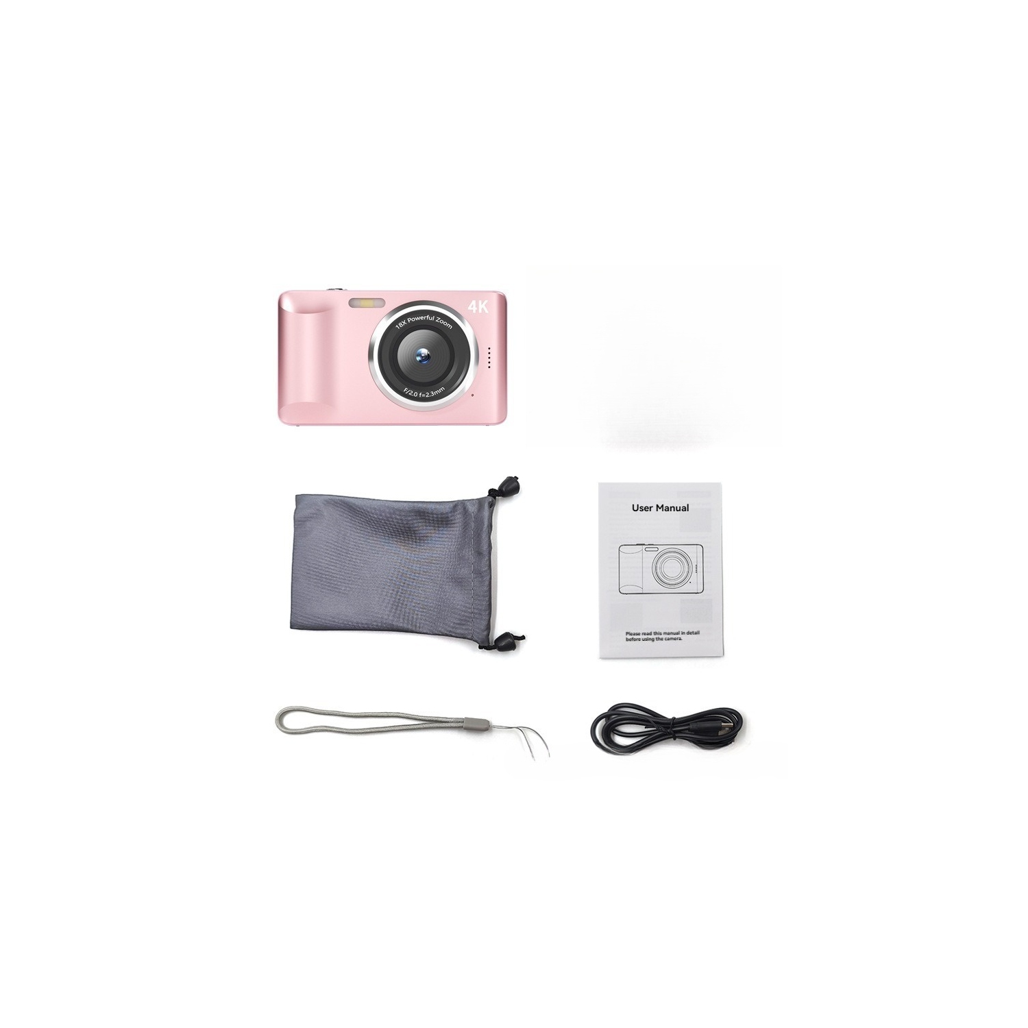 FC001 48 Mpx mini appareil photo numérique reflex numérique portatif écran IPS 2,8 pouces 4K fonction d'enregistrement CMOS - Carte mémoire 64G