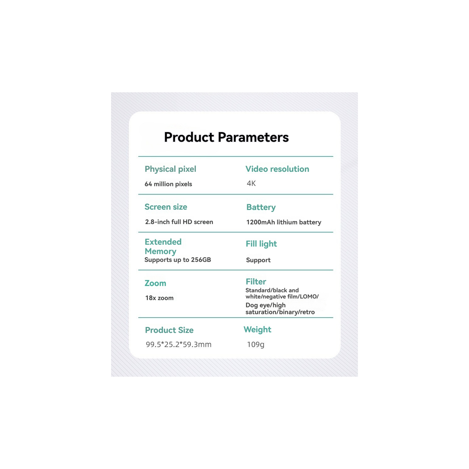 FC001 48MP Mini Digital Camera Portable Video SLR Camera 2.8 Inch IPS Screen 4K Recording Function CMOS Imaging - 64G Memory Card for Camera+Green