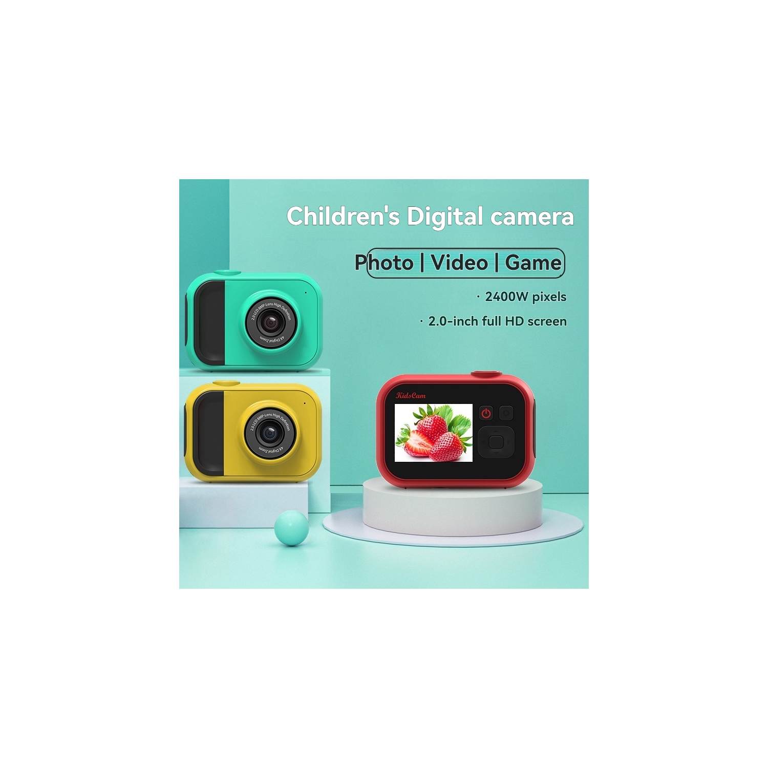 VGA Mini Children's Camera, Waterproof and Shockproof, Gift Toy, Children's Mini Smart Camera - Green