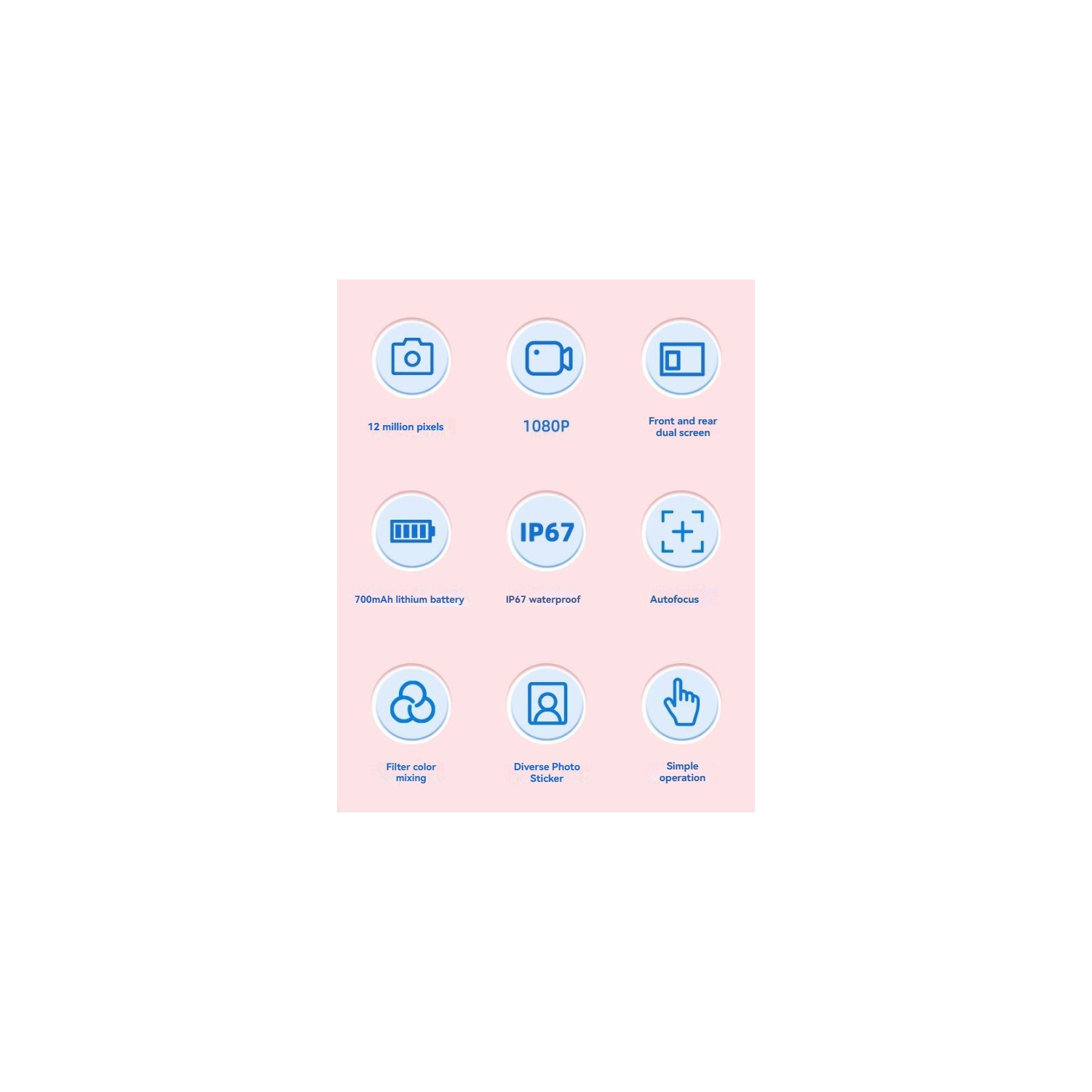 FAD Swimming Waterproof Children's Camera HD Dual Screen Selfie Student Gift Mini Children's Camera - Blue