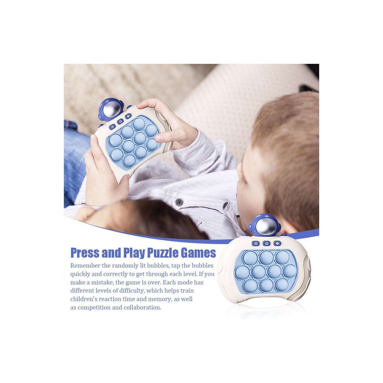 Jouets, Machine Games Educational Pop Games Flash Fast Push Training Attention, Electronic Sensor Games Portable Pop Games pour garçons Astronaut -