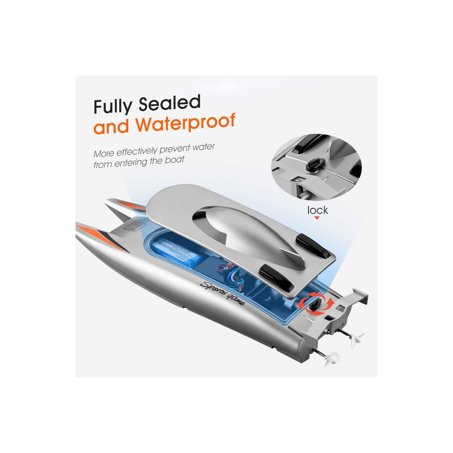 Bateau télécommandé pour enfants et adultes, 25&nbsp;km/H haute vitesse ​​Bateau de course, bateau téléguidé à 2 canaux 2,4 GHz avec deux moteurs