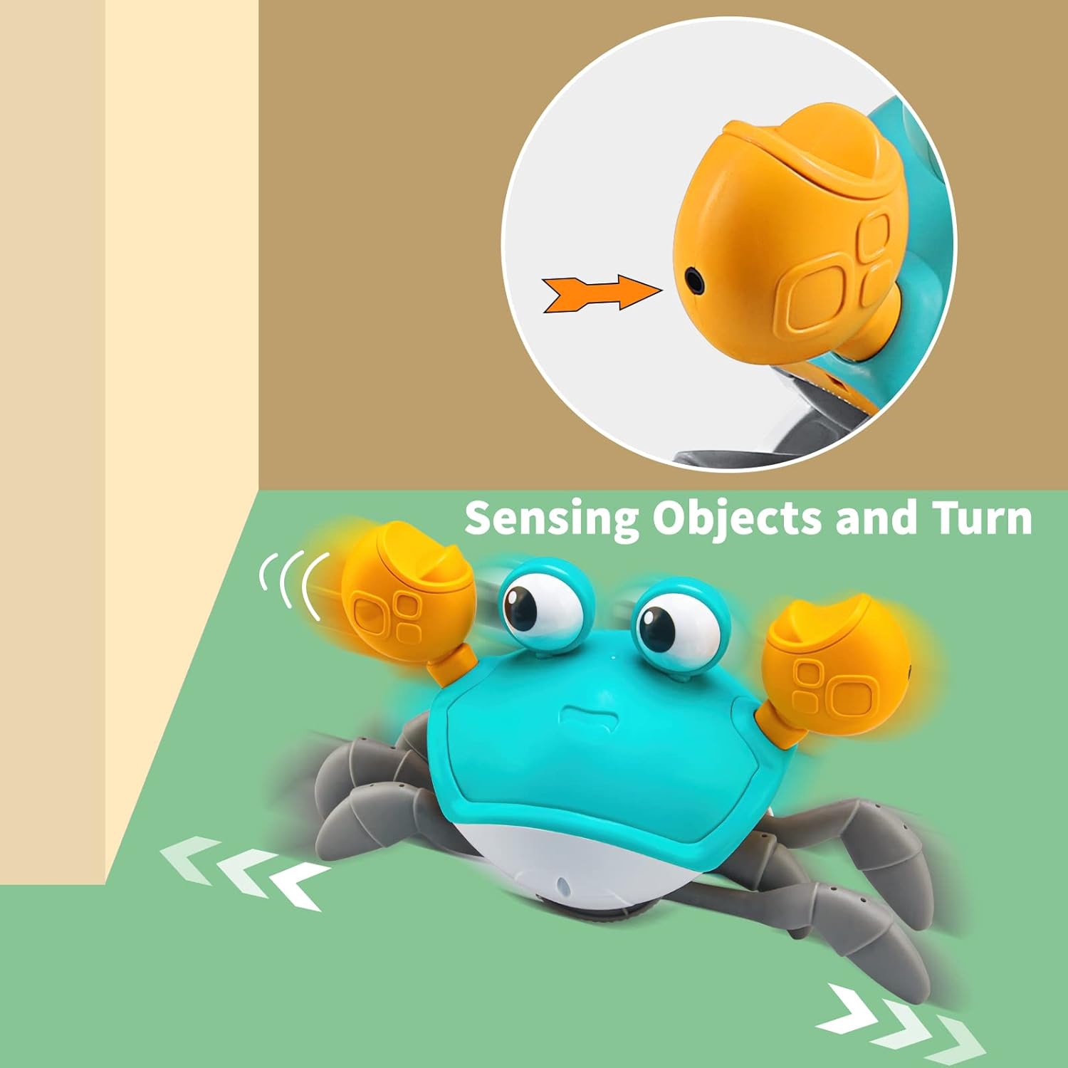 Crawling little crab toy with music control, tummy time, interactive walking dancing toy, fun birthday gift entertainment for boys girls pets dogs