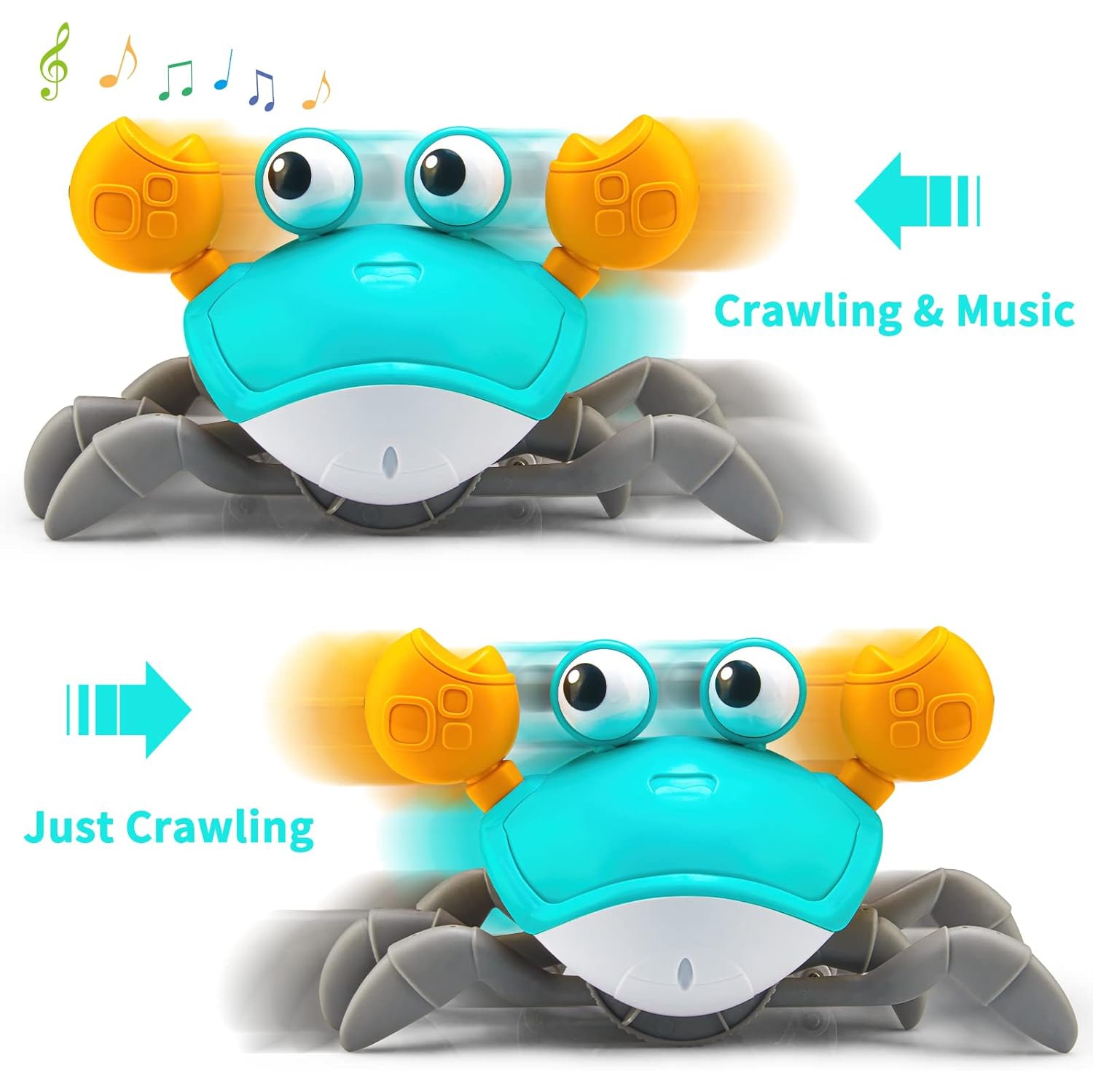 Crawling little crab toy with music control, tummy time, interactive walking dancing toy, fun birthday gift entertainment for boys girls pets dogs