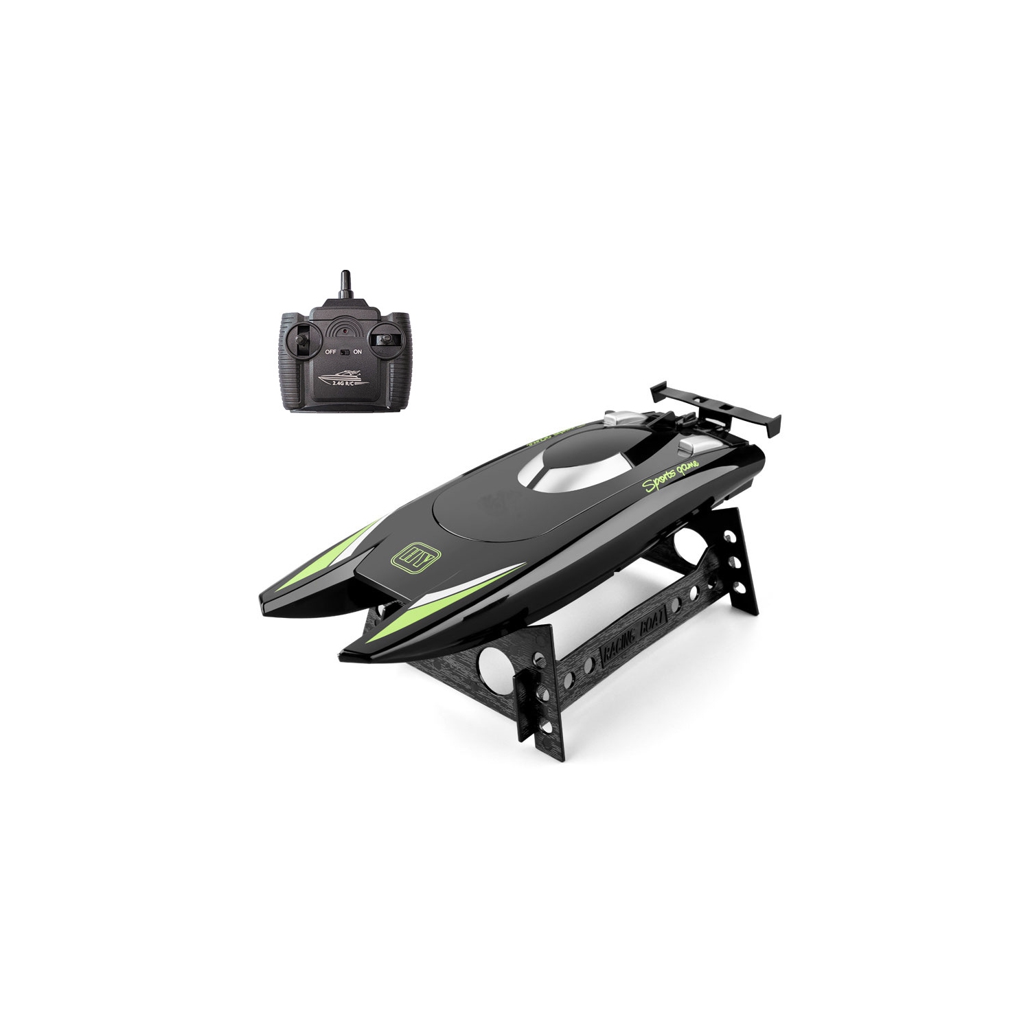 Bateau 2,4&nbsp;Hz RC Bateau pour enfants et adultes, vitesse élevée de plus de 20 mi/h. ​​Bateau, bateau de course à double moteur autoredresseur,