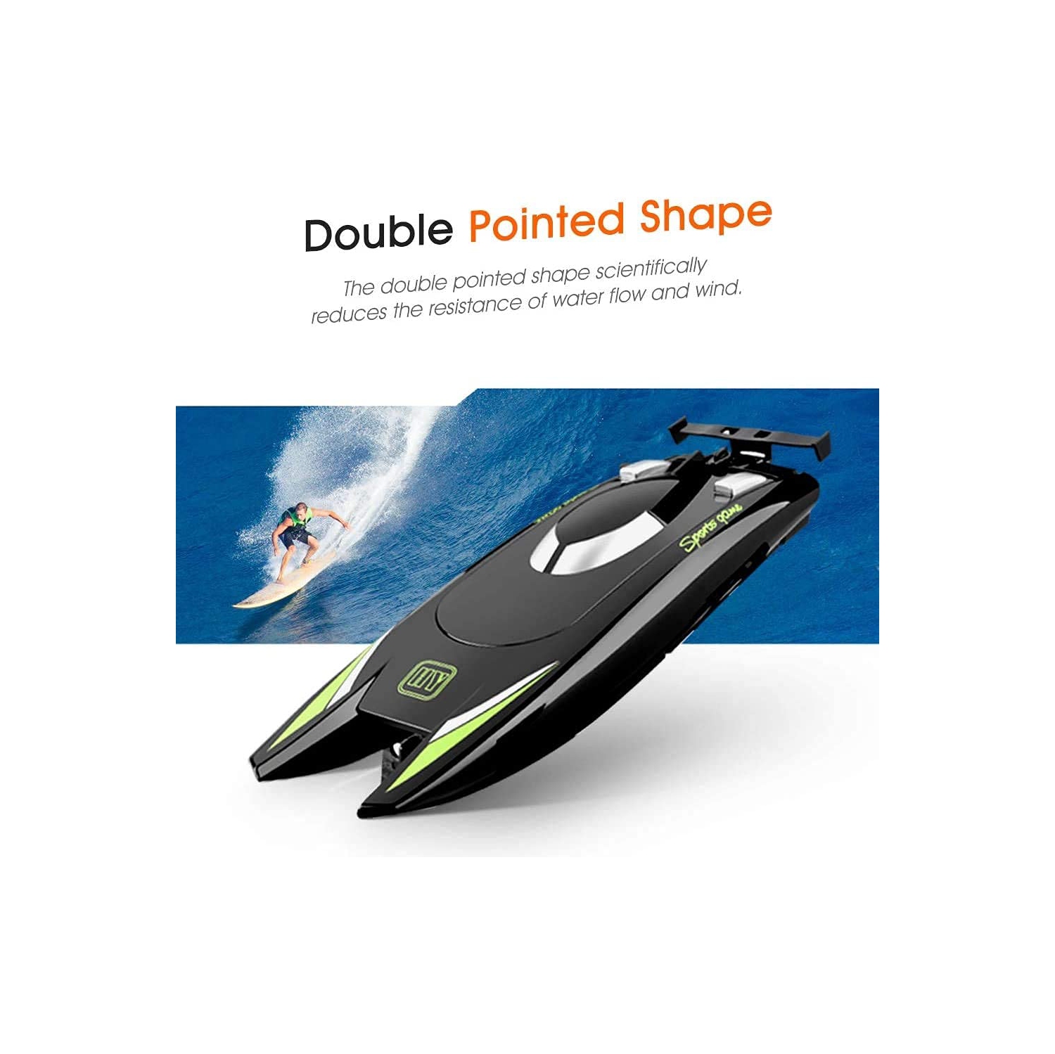 Bateau 2,4&nbsp;Hz RC Bateau pour enfants et adultes, vitesse élevée de plus de 20 mi/h. ​​Bateau, bateau de course à double moteur autoredresseur,