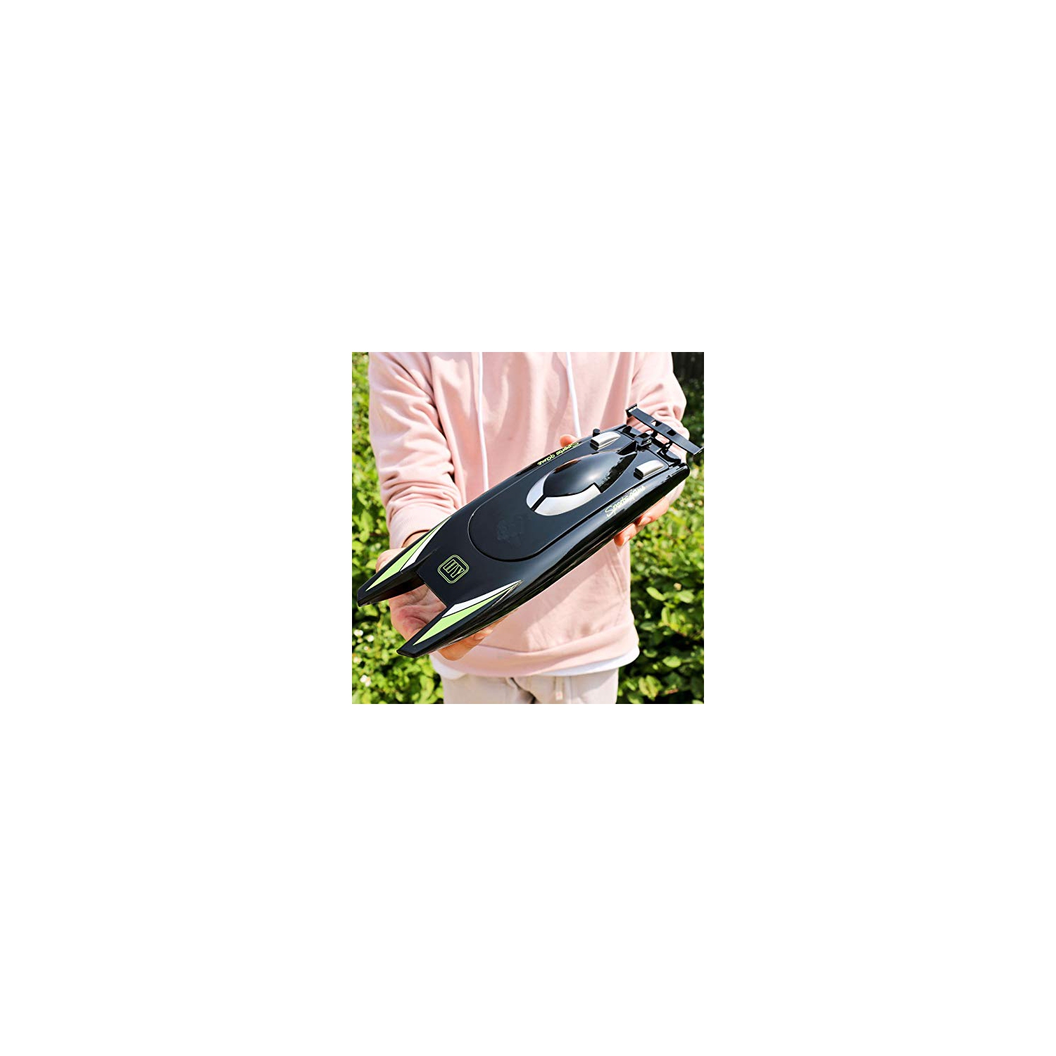 Bateau 2,4&nbsp;Hz RC Bateau pour enfants et adultes, vitesse élevée de plus de 20 mi/h. ​​Bateau, bateau de course à double moteur autoredresseur,