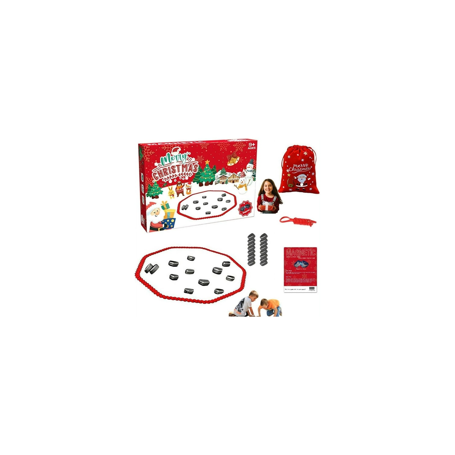 Christmas Magnetic Chess Game, Battle Magnetic Chess Game Stone Set, Magnetic Chess Board Game, Magnetic Chess Pieces Party Supplies, Total 20 Stone